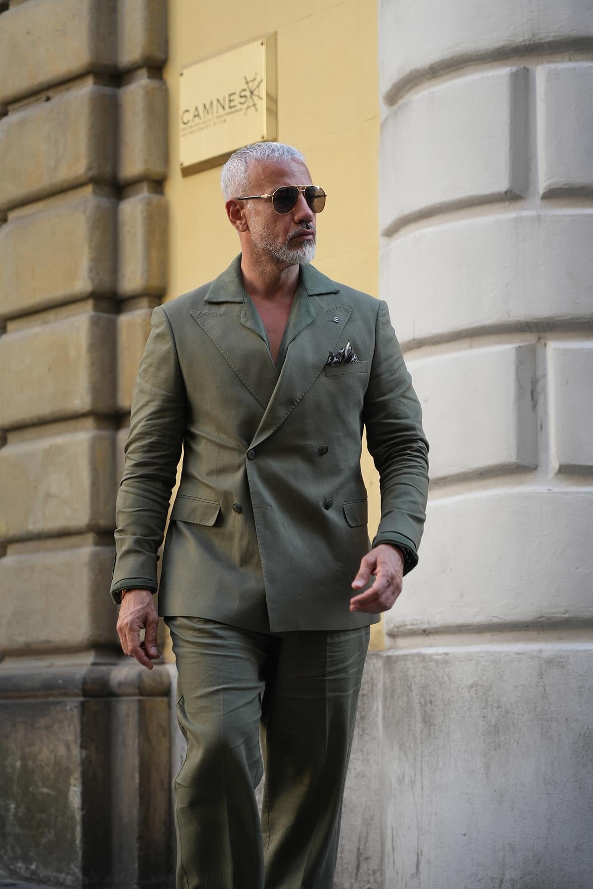 HALF LINING DOUBLE BREASTED ITALIAN BLAZER