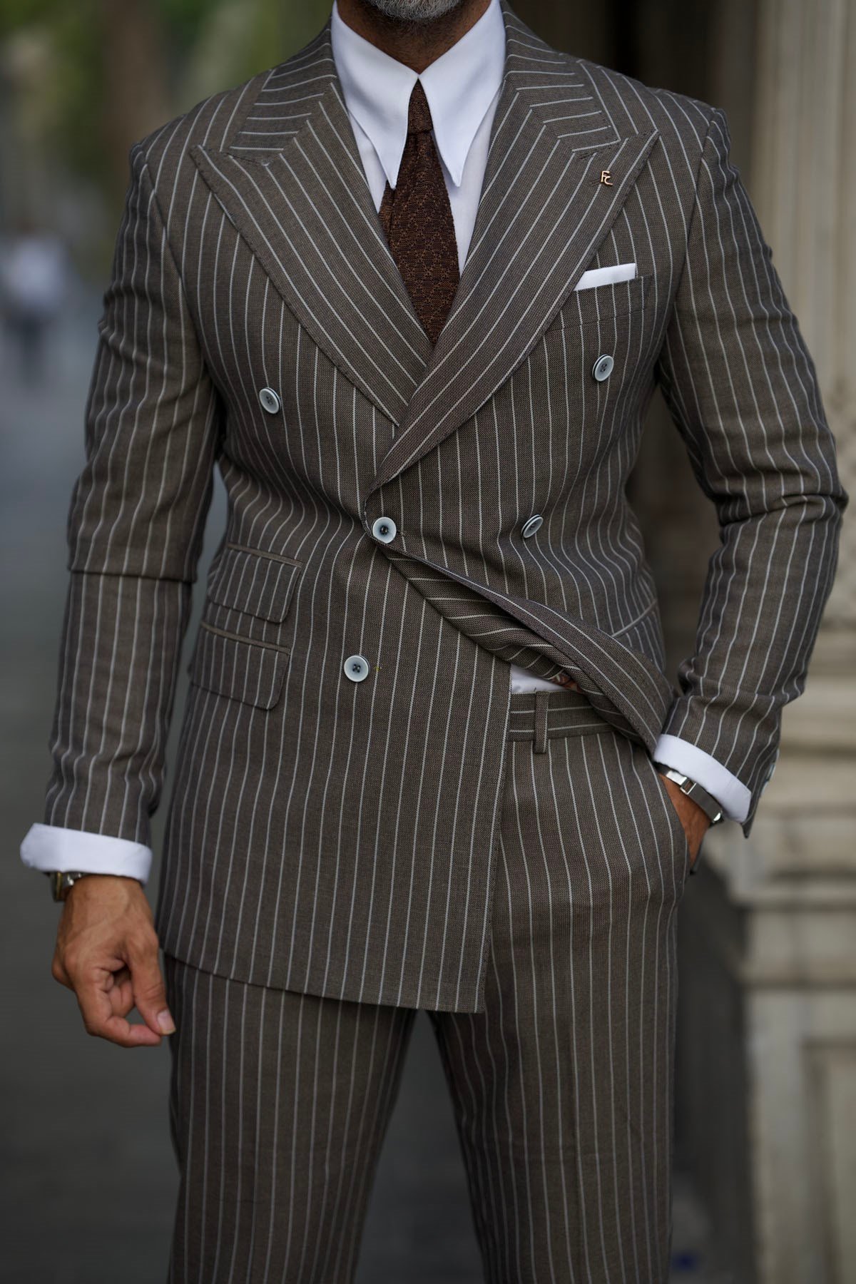 BROWN DOUBLE BREASTED SUIT SLIM-FIT