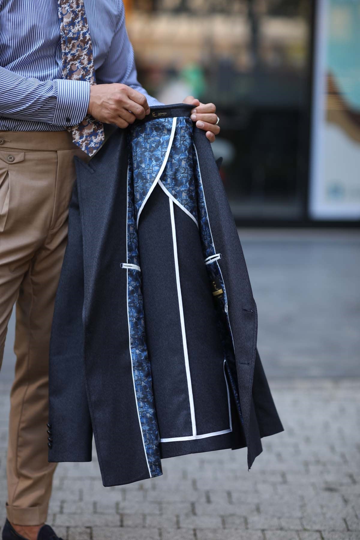 KRUVAZE CEKET TORBA CEP GENİŞ YAKA -SLIM FIT
