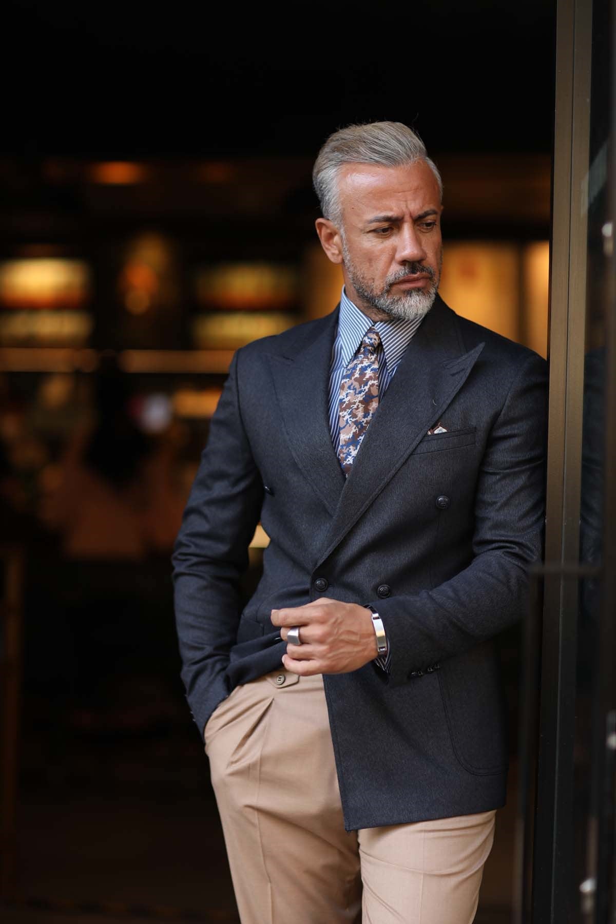 KRUVAZE CEKET TORBA CEP GENİŞ YAKA -SLIM FIT