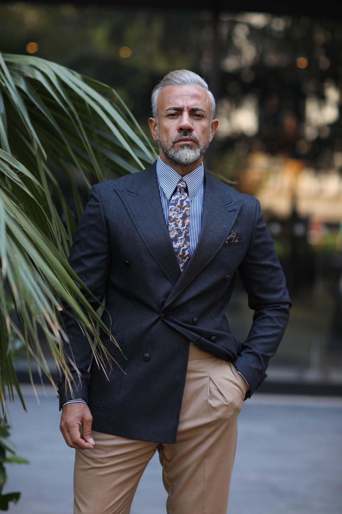KRUVAZE CEKET TORBA CEP GENİŞ YAKA -SLIM FIT
