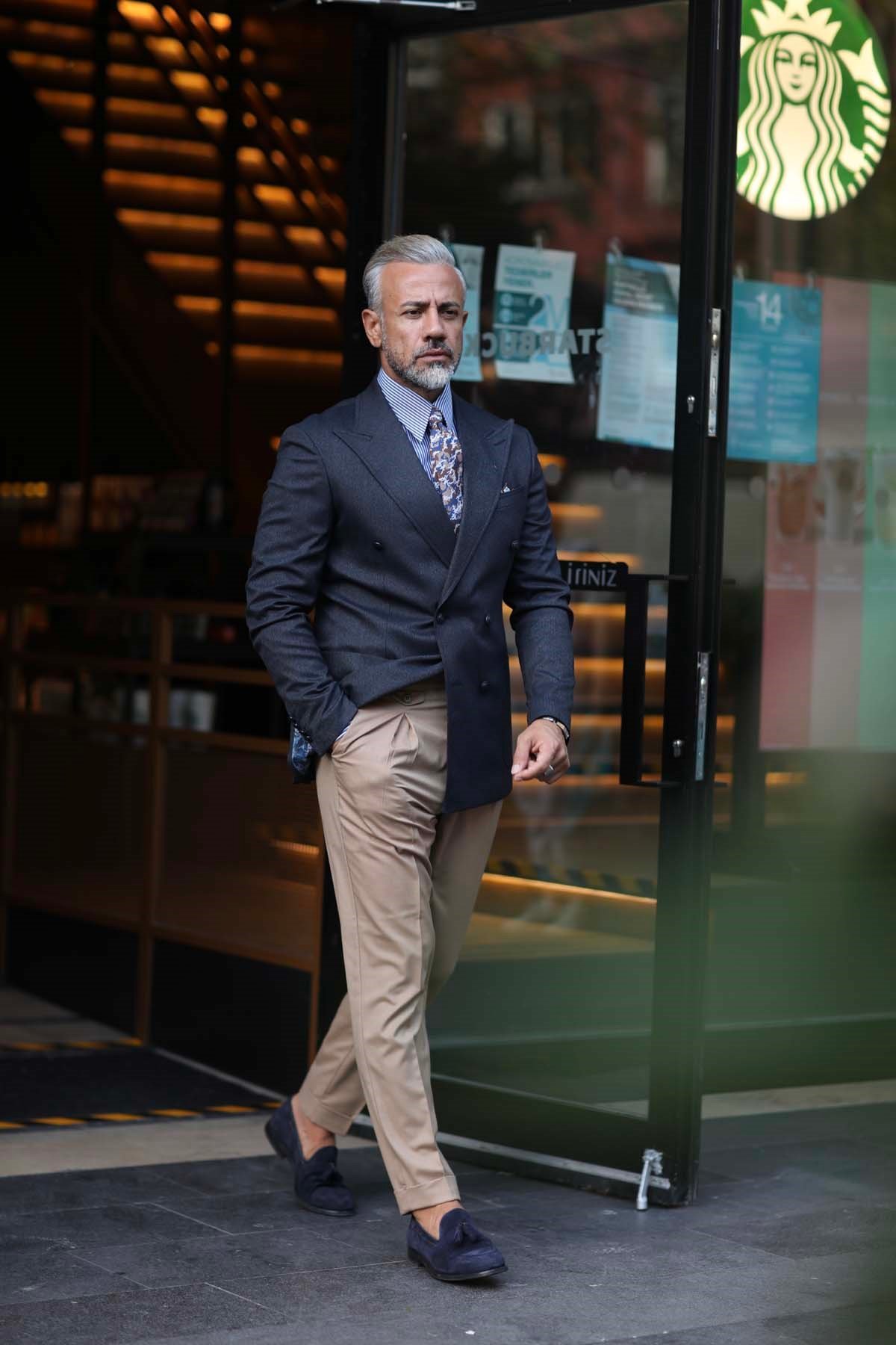 KRUVAZE CEKET TORBA CEP GENİŞ YAKA -SLIM FIT
