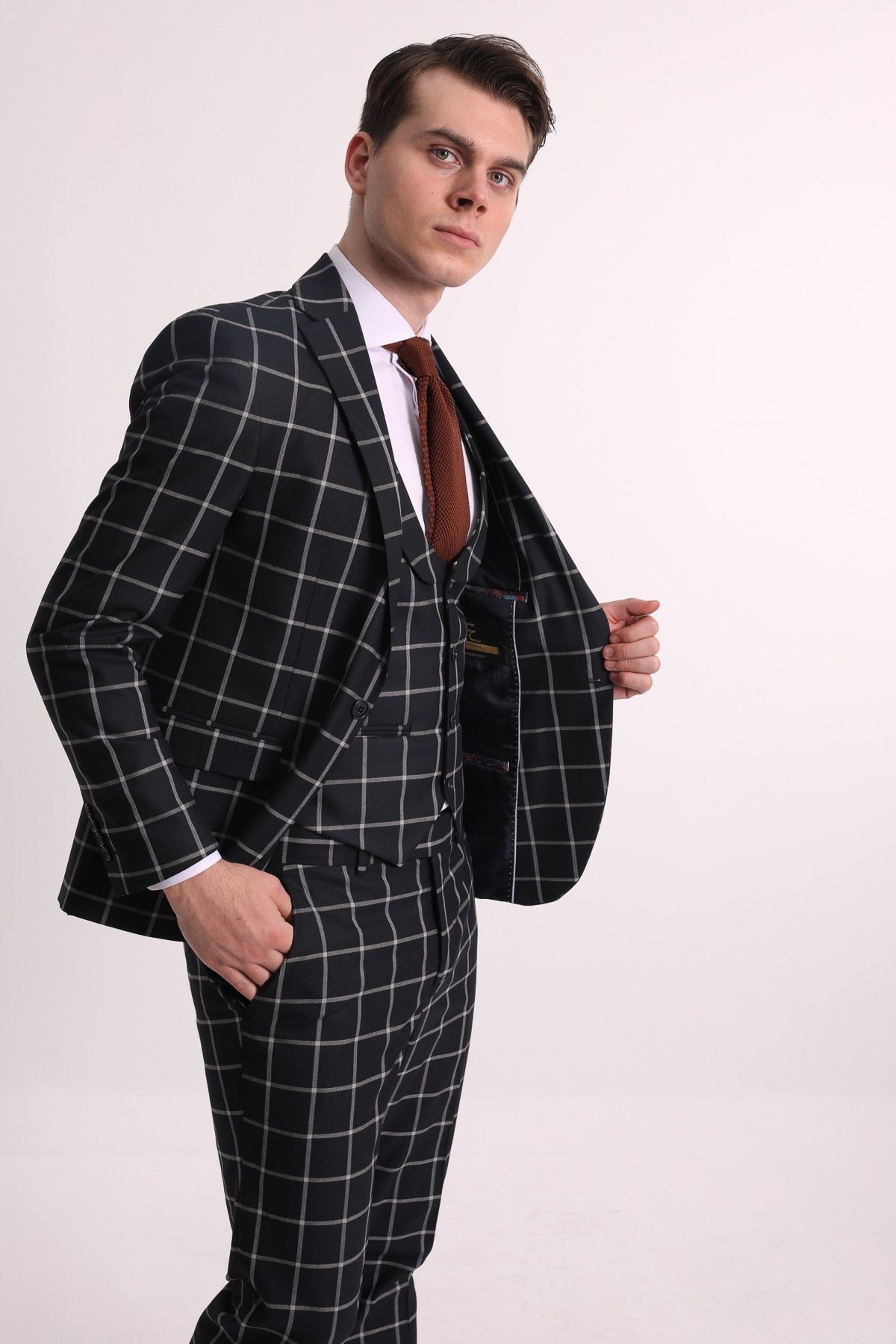 LACiVERT YELEKLİ ERKEK TAKIM ELBİSE - SLIM FIT