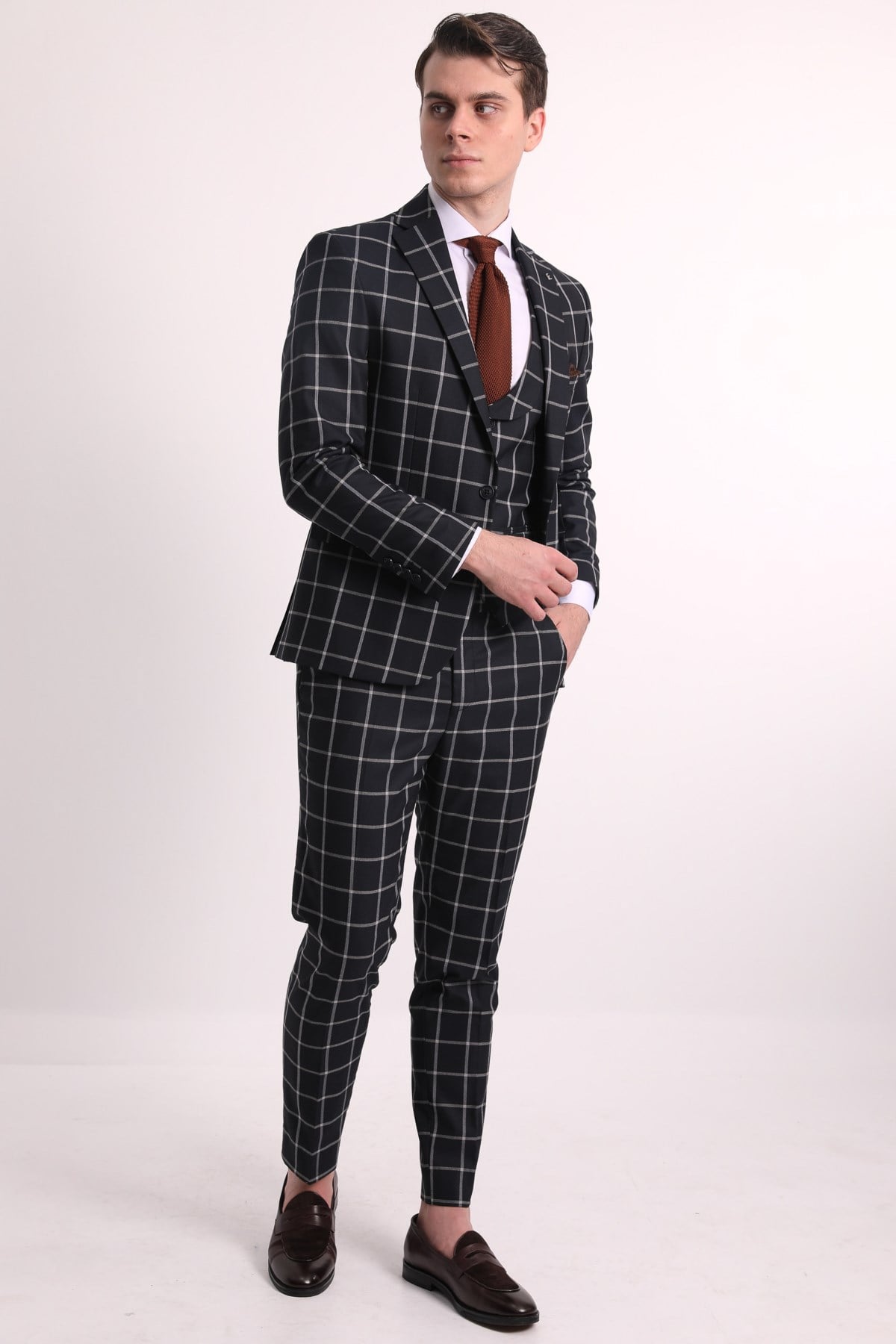 LACiVERT YELEKLİ ERKEK TAKIM ELBİSE - SLIM FIT