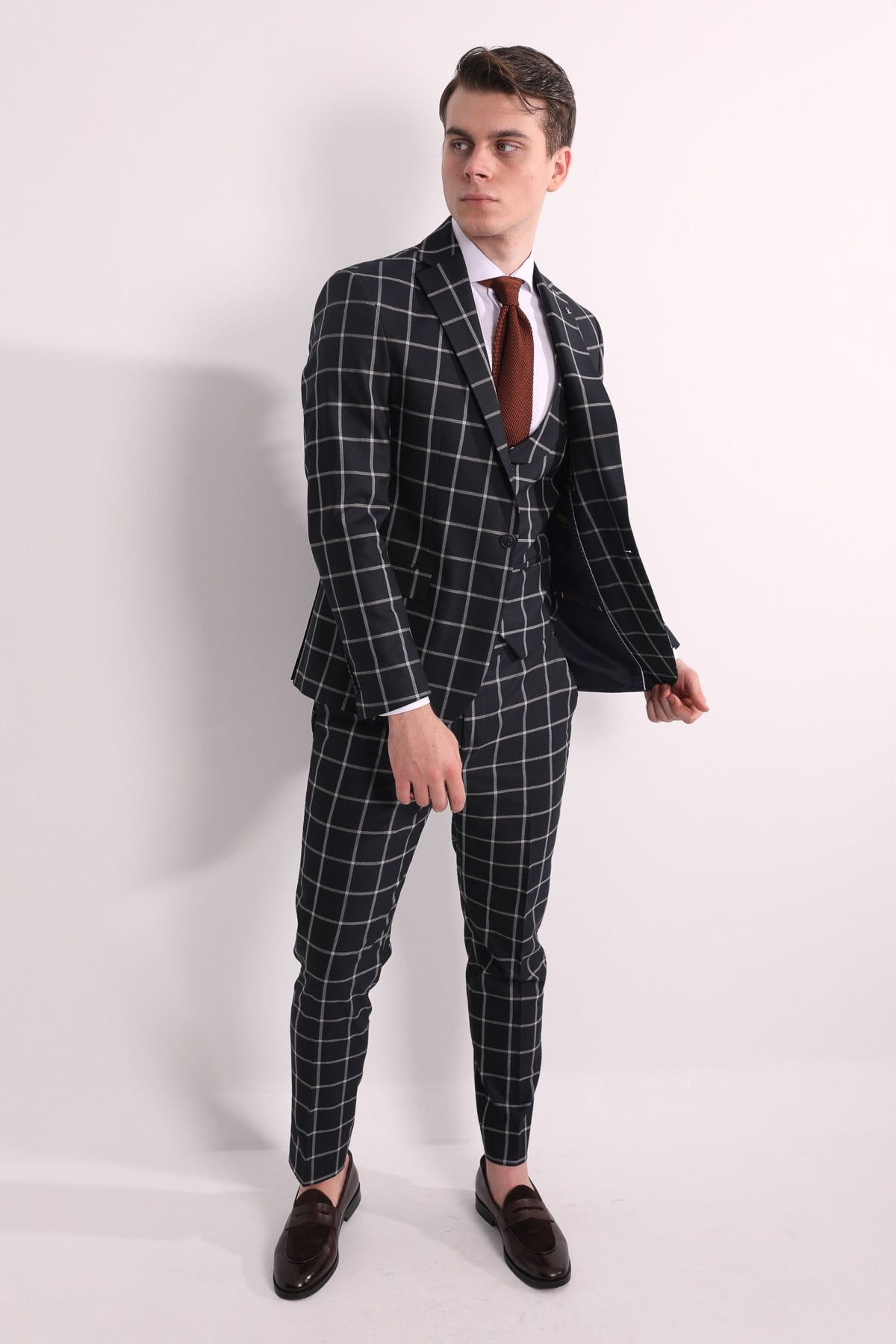 LACiVERT YELEKLİ ERKEK TAKIM ELBİSE - SLIM FIT