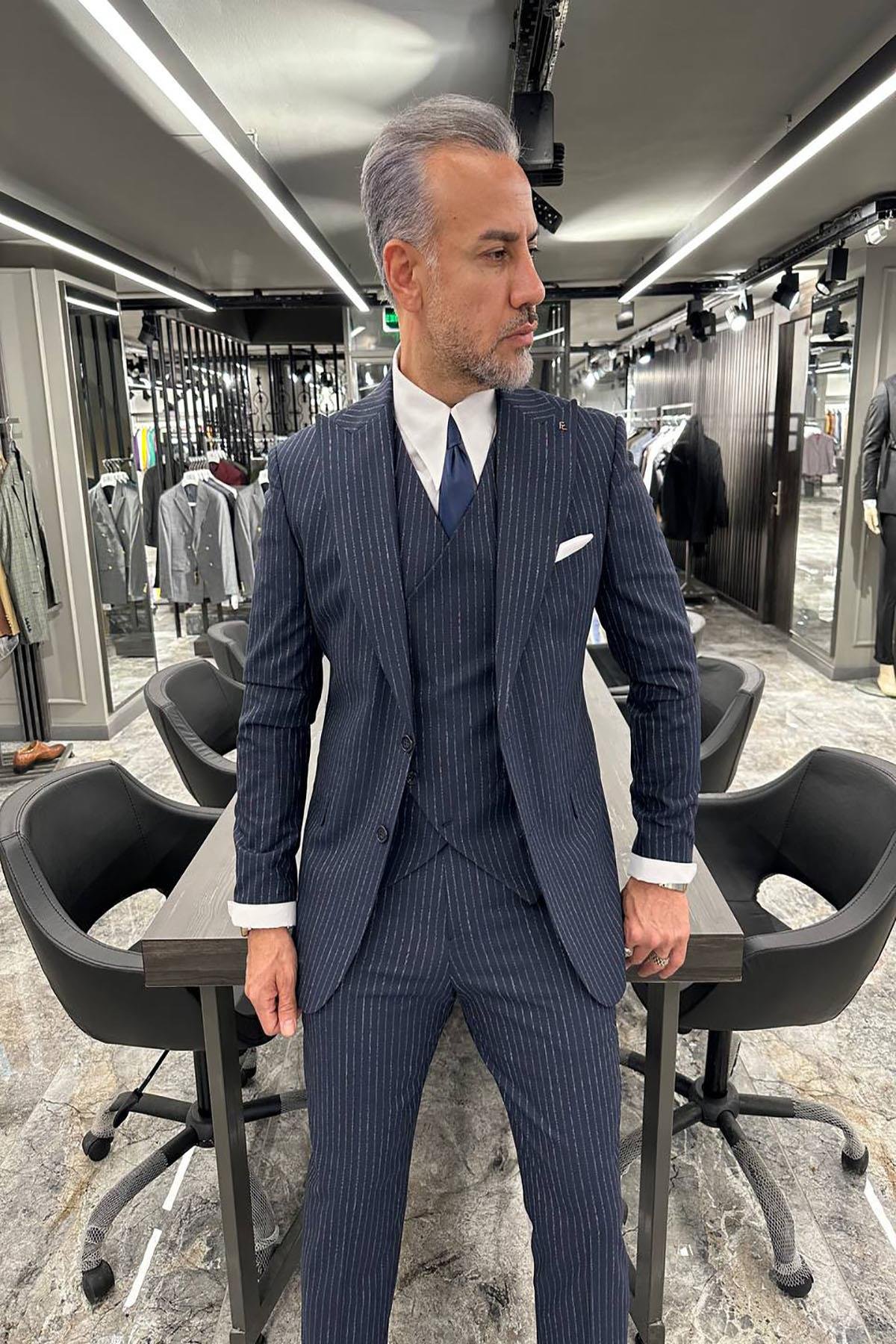 NAVY BLUE VEST SUIT