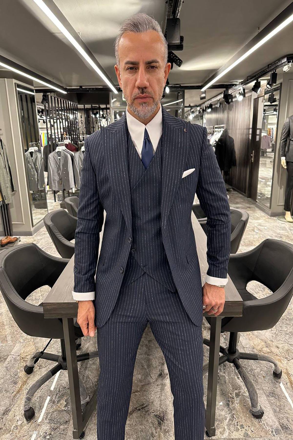 NAVY BLUE VEST SUIT