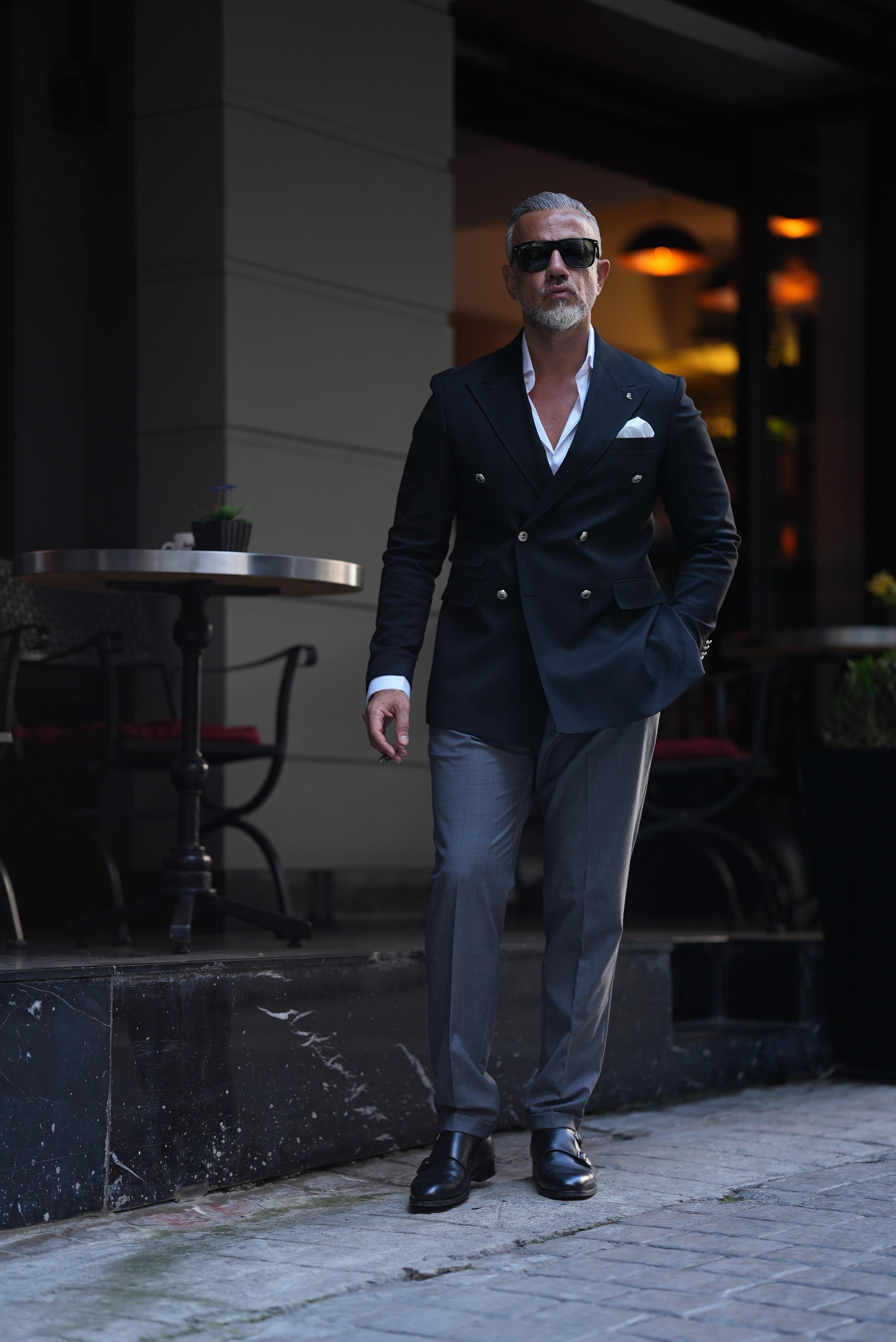 METAL BUTTON DOUBLE BREASTED JACKET