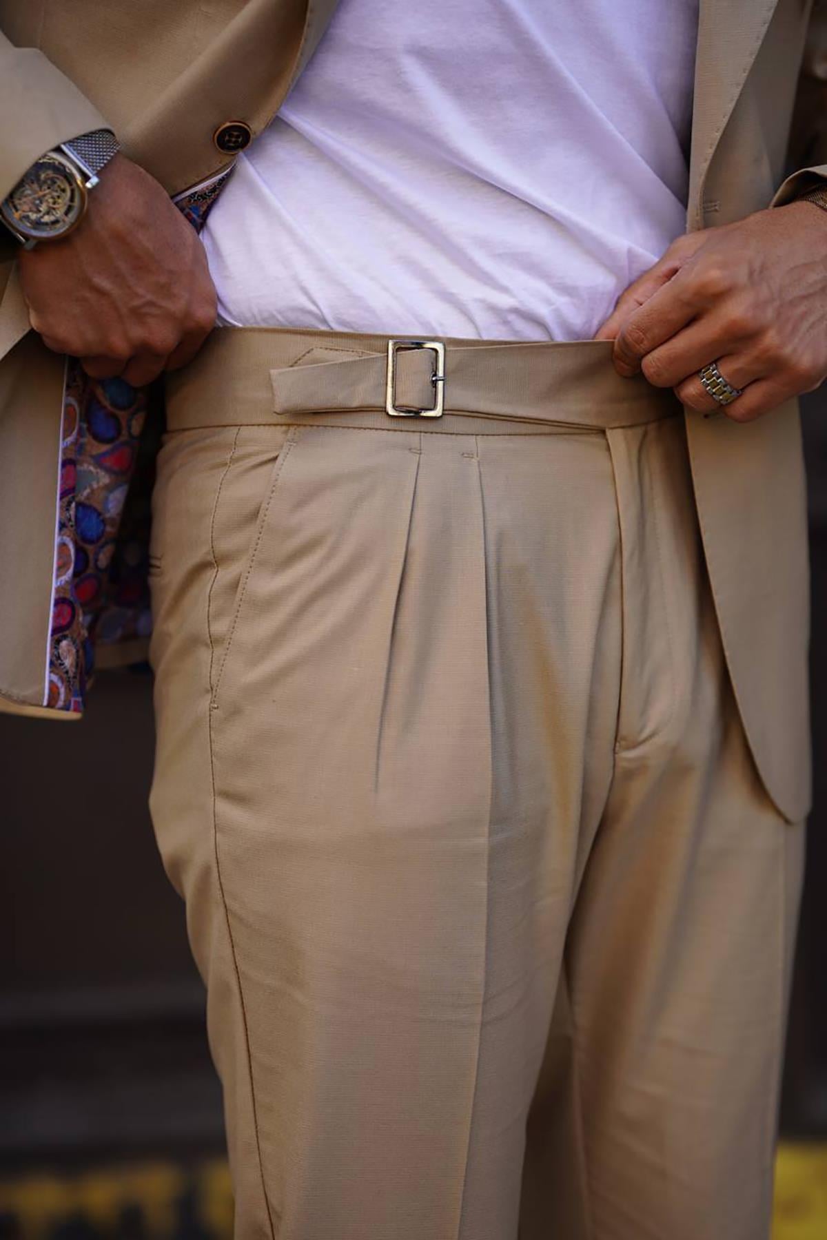 PLEATED SUIT WITH BAG POCKET PANTS