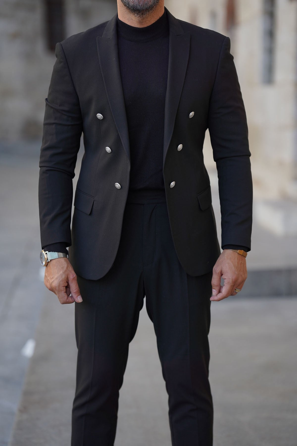 BLACK SINGLE JACKET SLIM FIT