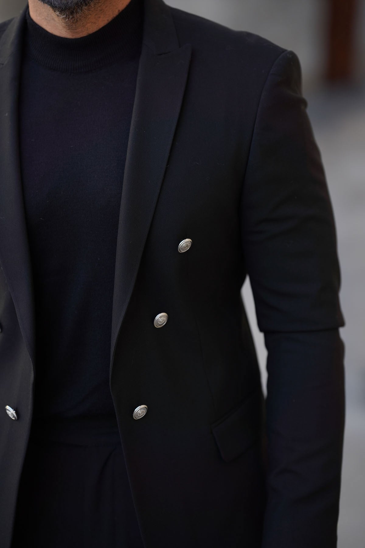 BLACK SINGLE JACKET SLIM FIT