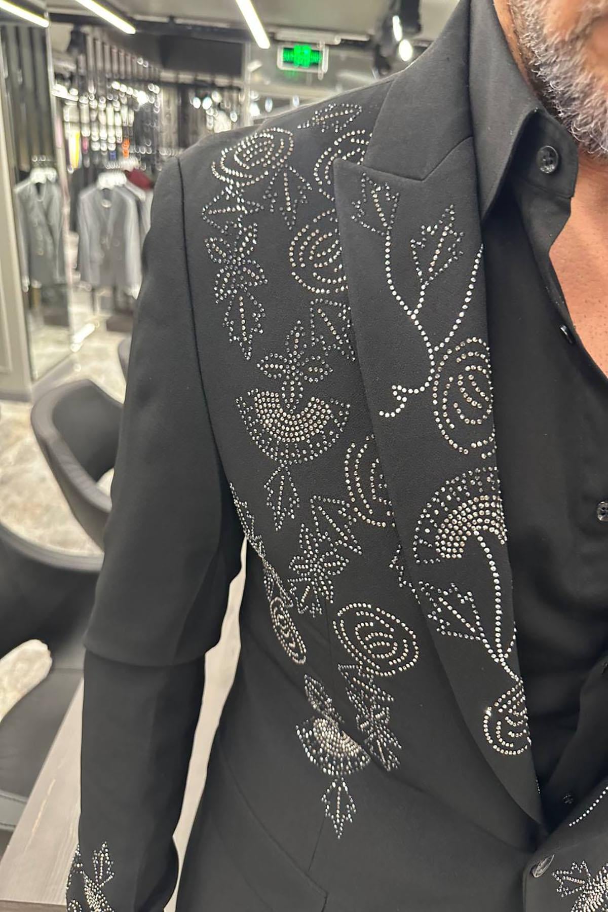SPECIAL DESIGN STONE BLACK SUIT