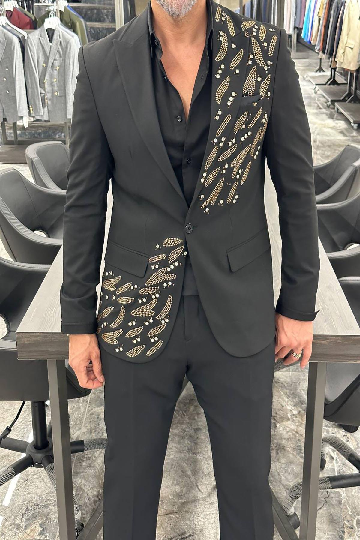 SPECIAL DESIGN STONE BLACK SUIT