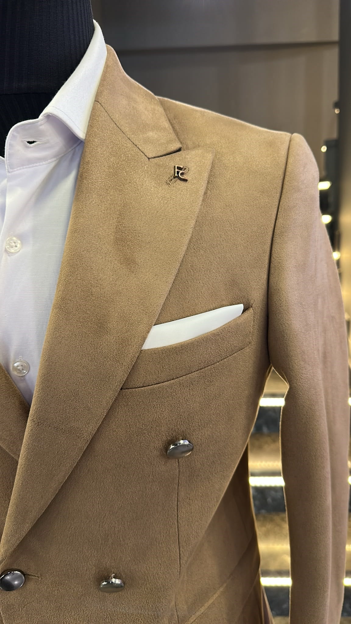 SUEDE DOUBLE BREASTED BLAZER