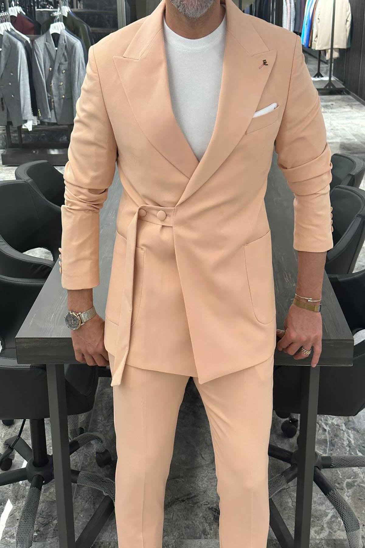 ORANGE BELTED SUIT SLIM FIT