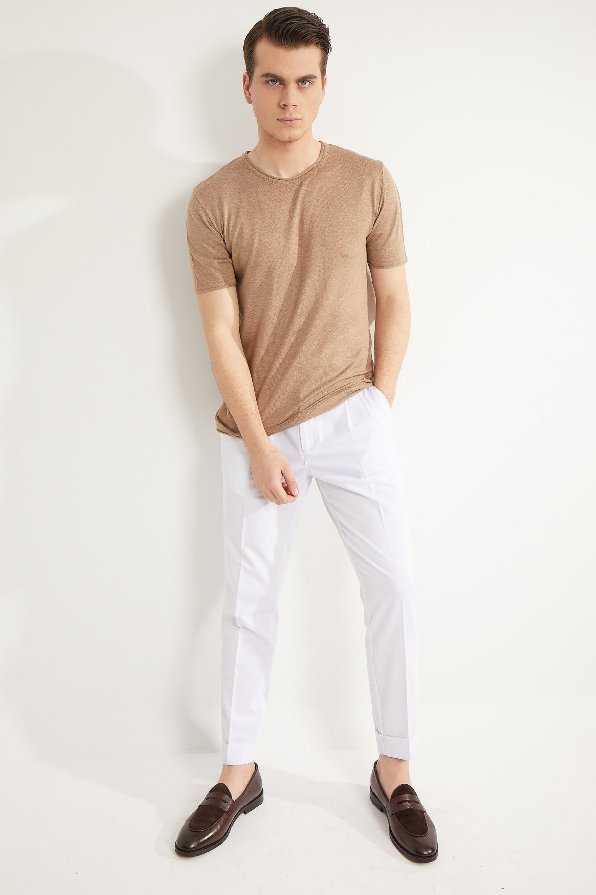VİZON SOSİS YAKA KISA KOL PAMUK KARIŞIM ERKEK TRİKO - SLIM FIT