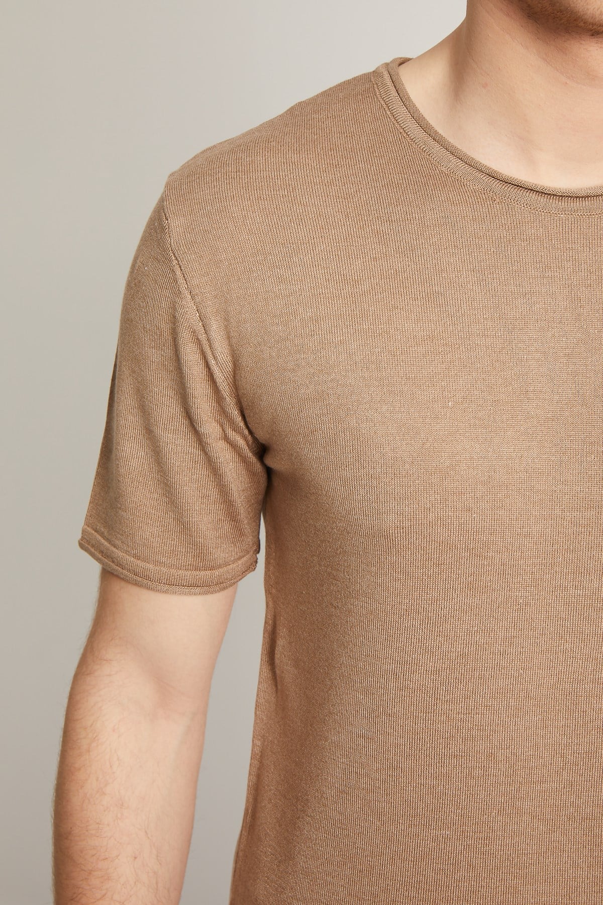 VİZON SOSİS YAKA KISA KOL PAMUK KARIŞIM ERKEK TRİKO - SLIM FIT