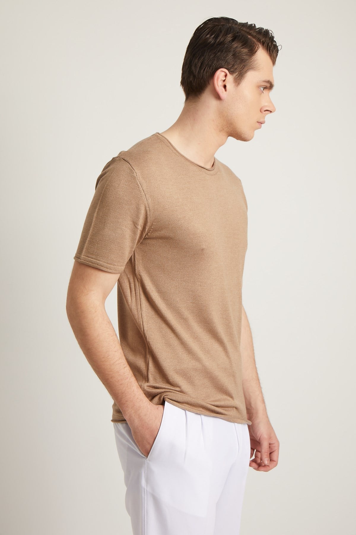 VİZON SOSİS YAKA KISA KOL PAMUK KARIŞIM ERKEK TRİKO - SLIM FIT