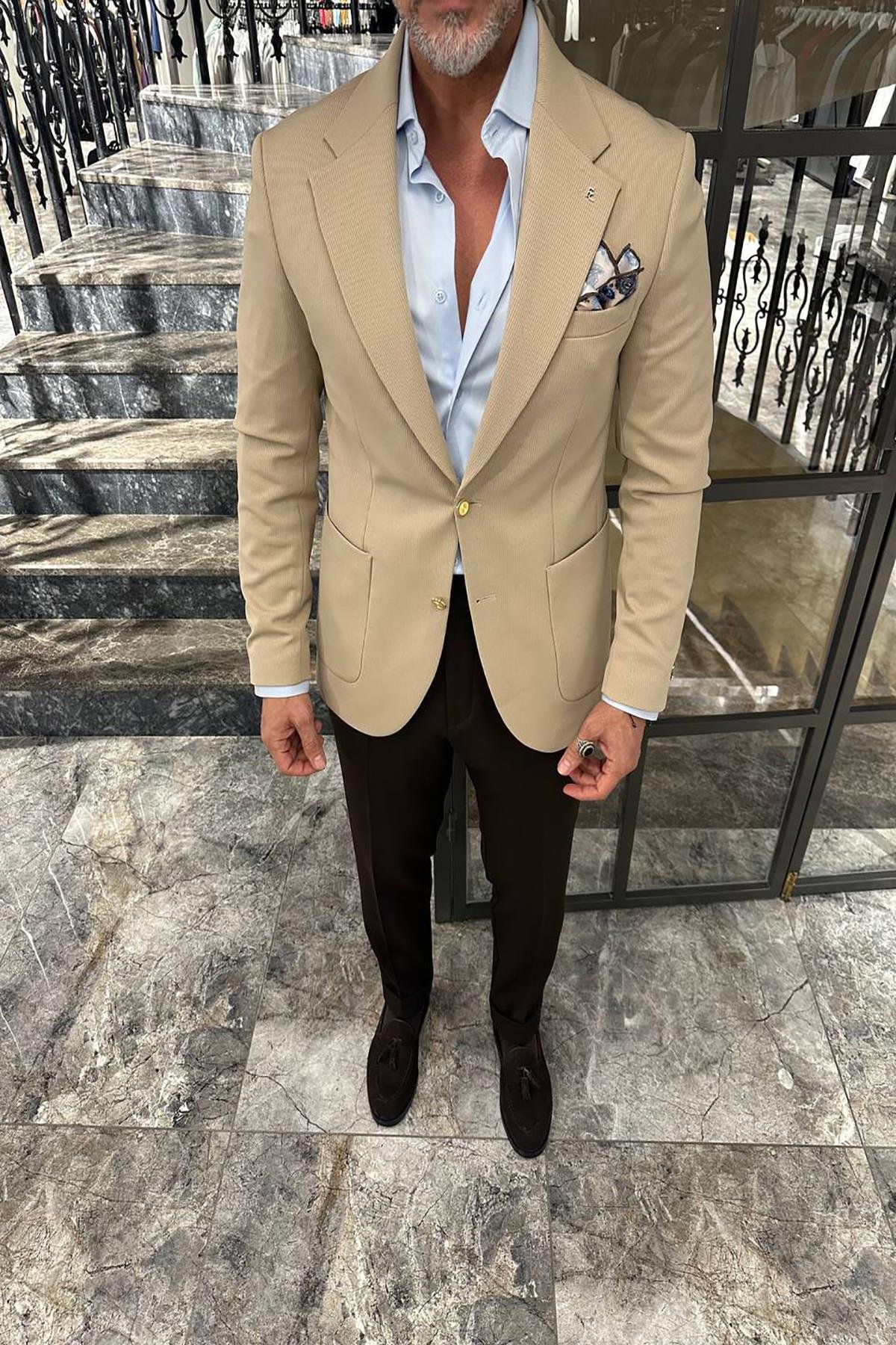 HALF LINING KNITTED BLAZER 