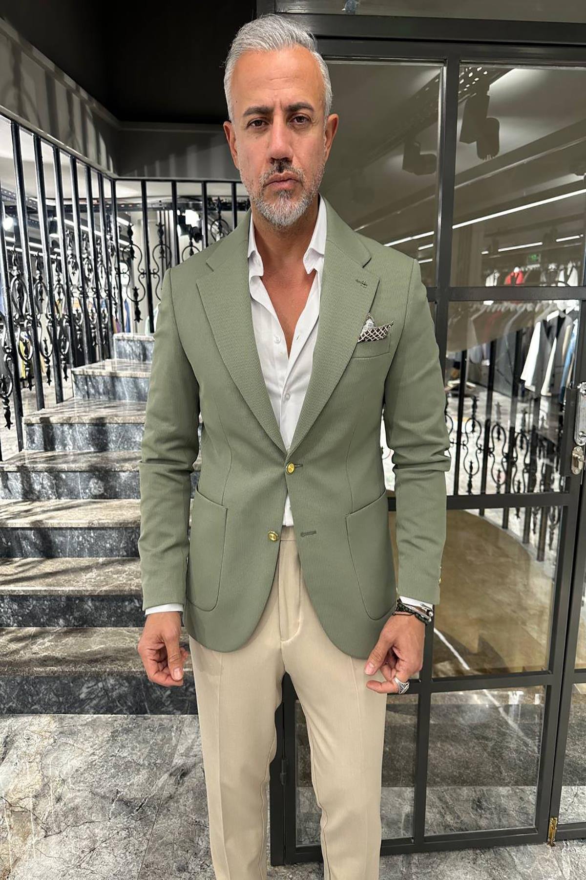 HALF LINING KNITTED BLAZER 