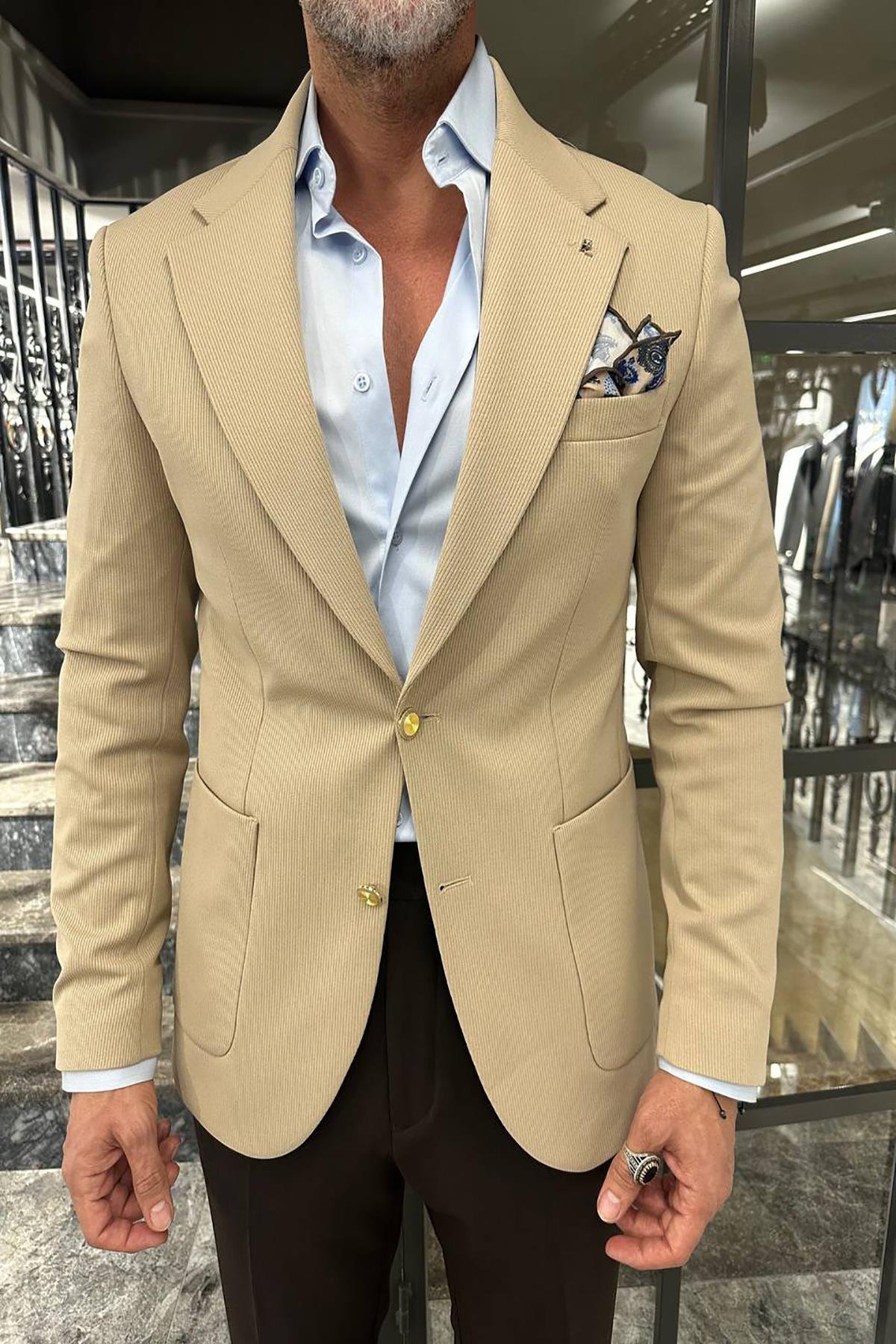HALF LINING KNITTED BLAZER 