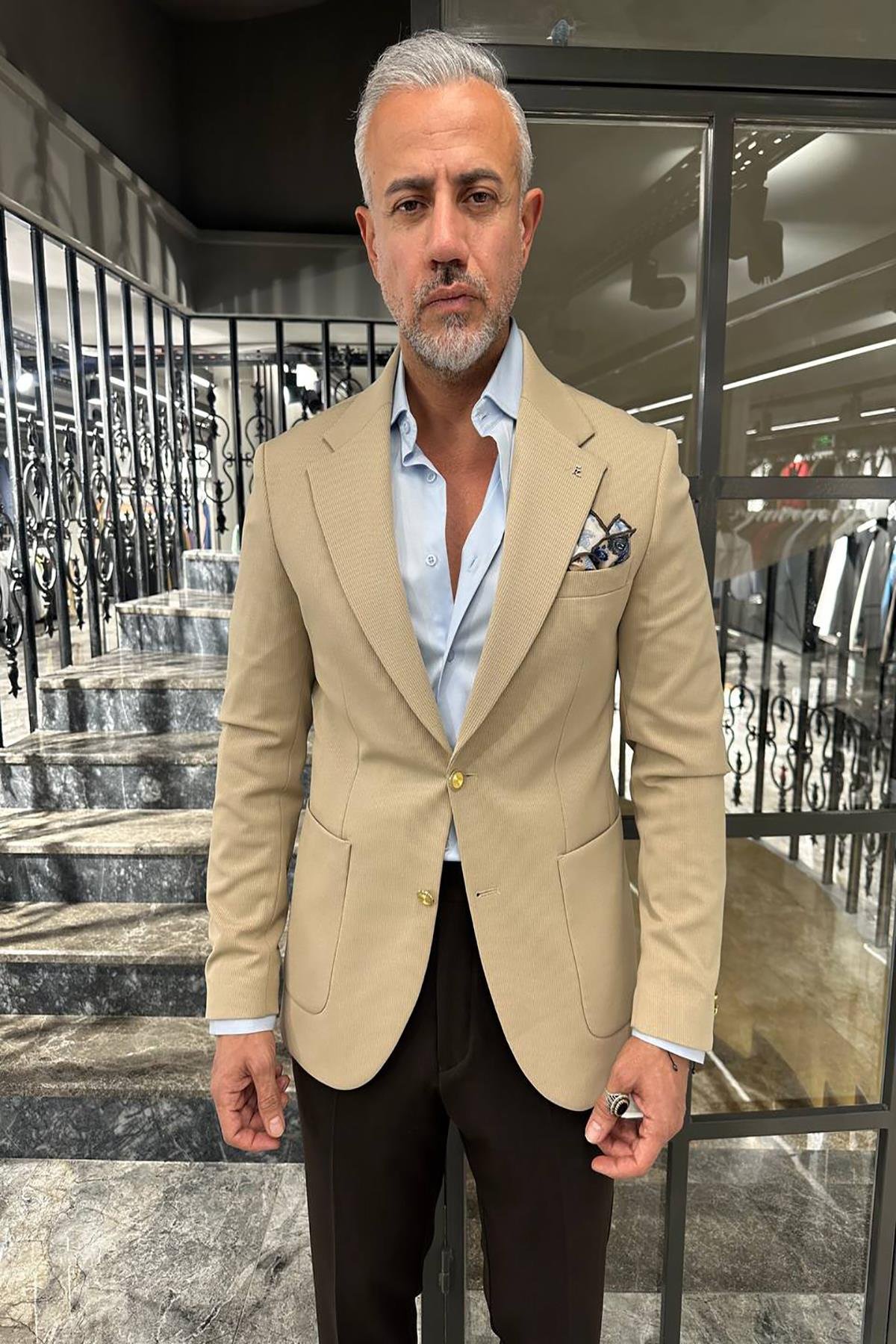 HALF LINING KNITTED BLAZER 