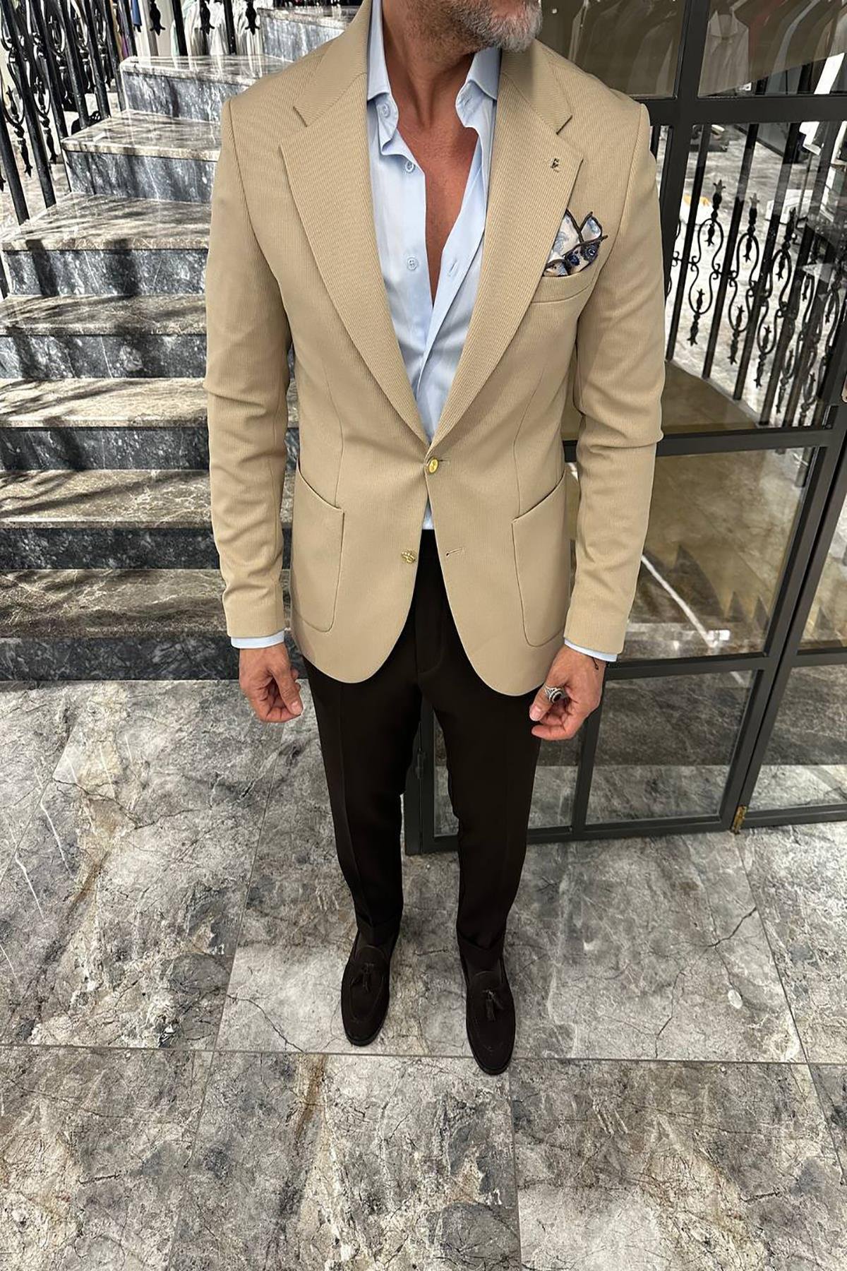 HALF LINING KNITTED BLAZER 