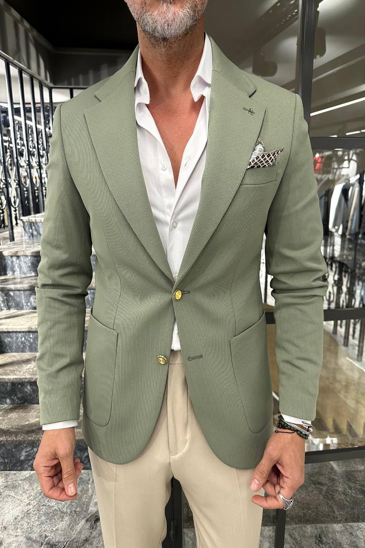 HALF LINING KNITTED BLAZER 