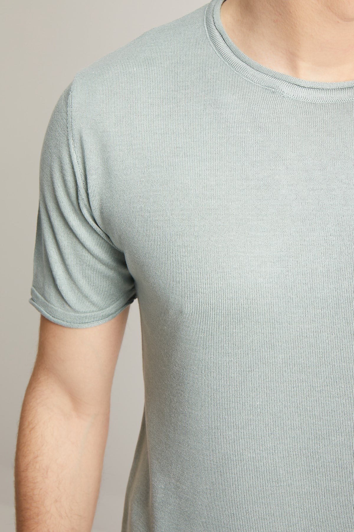 YEŞİL SOSİS YAKA KISA KOL PAMUK KARIŞIM ERKEK TRİKO - SLIM FIT