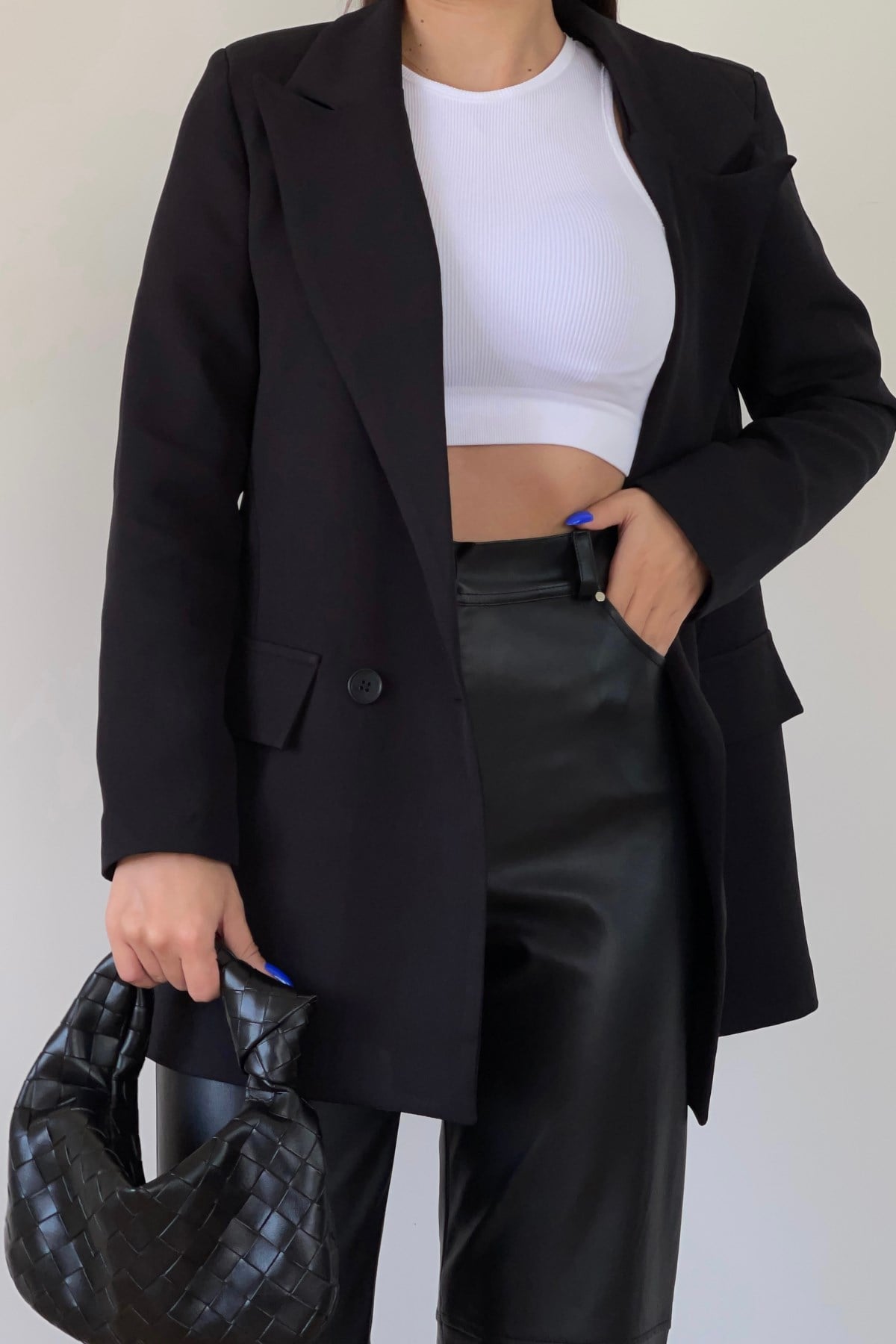  SİYAH TEK DÜĞMELİ BLAZER CEKET 