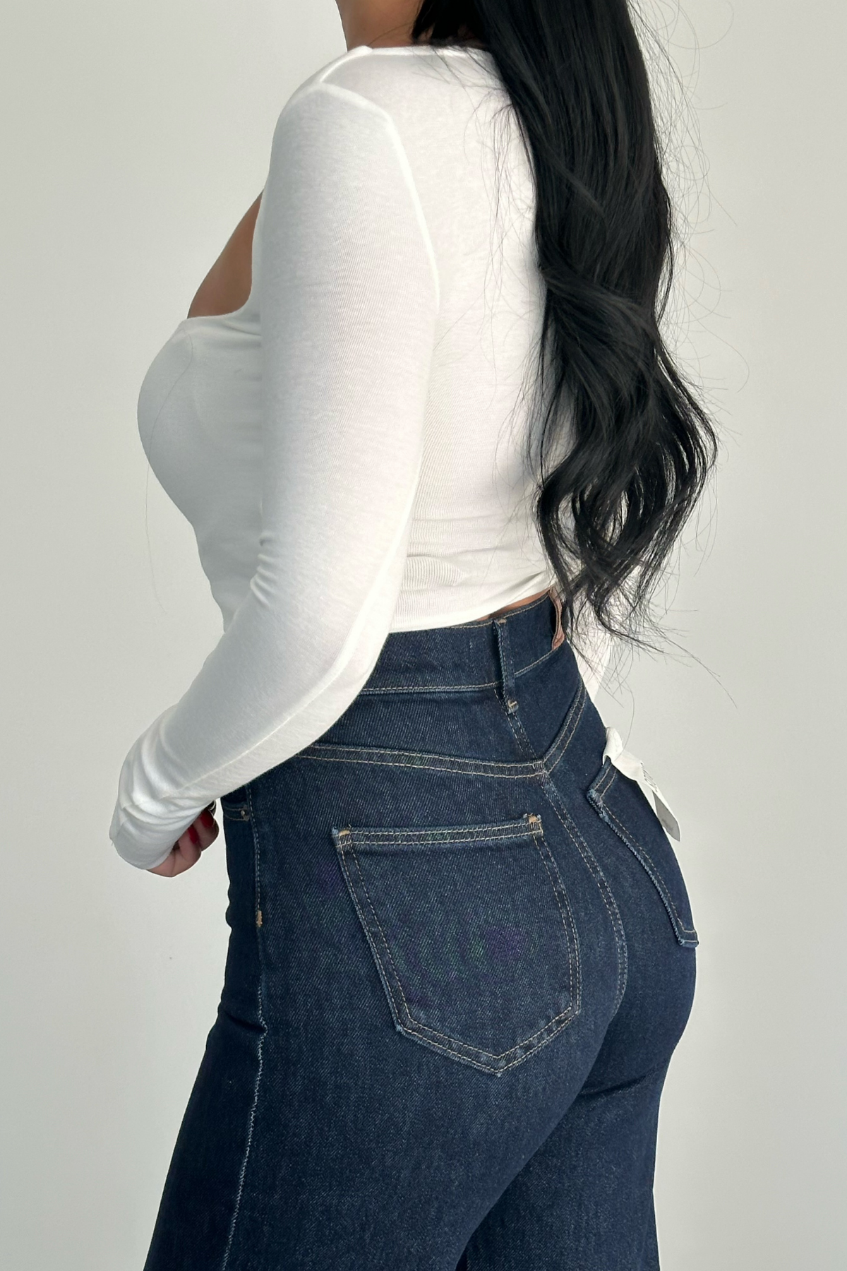 PREMİUM EKSTRA YÜKSEK BEL DARK BLUE ÖNÜ ÇİMALI WİDE LEG JEAN