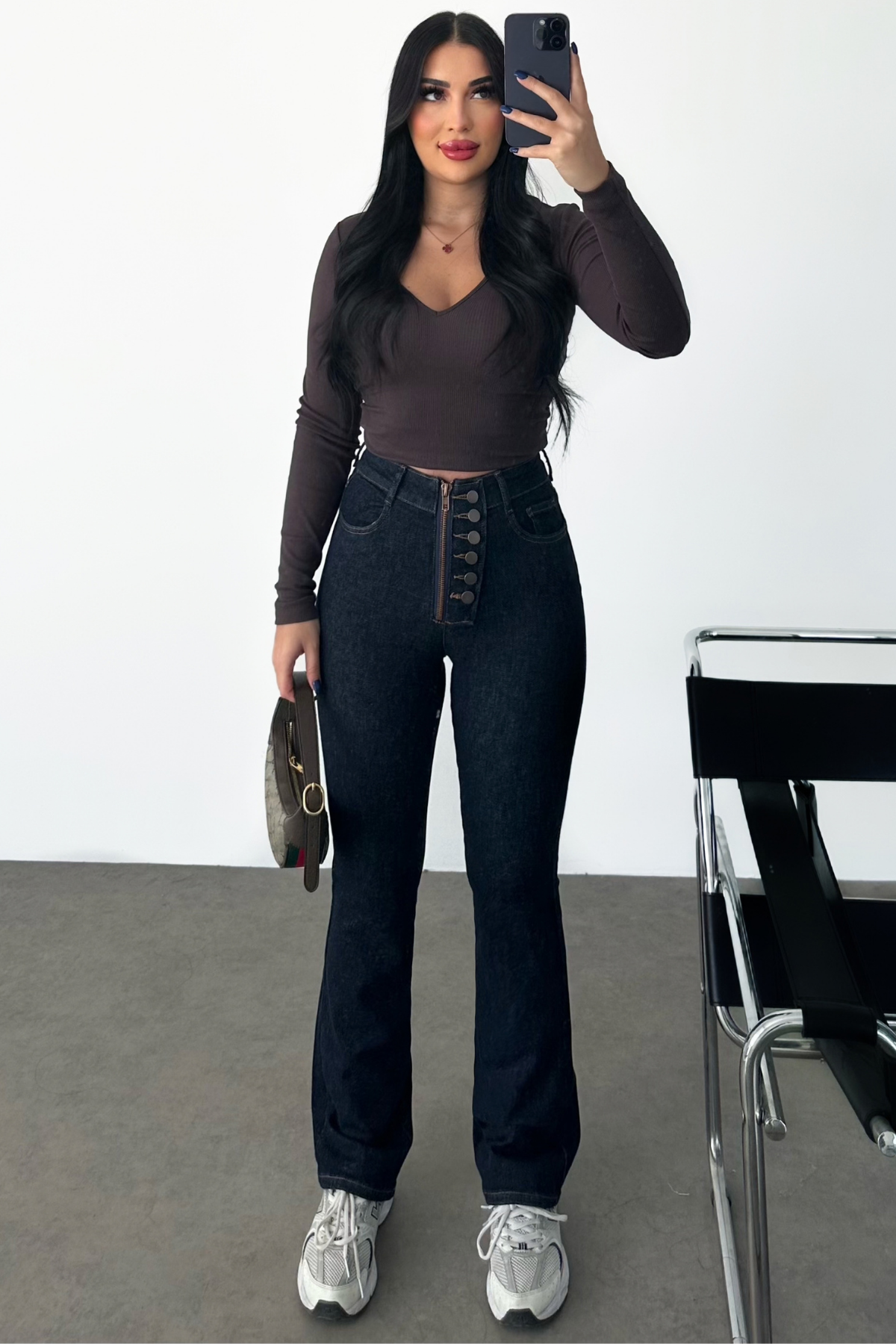PREMİUM LİKRALI DARK BLUE DÜĞME DETAYLI JEAN