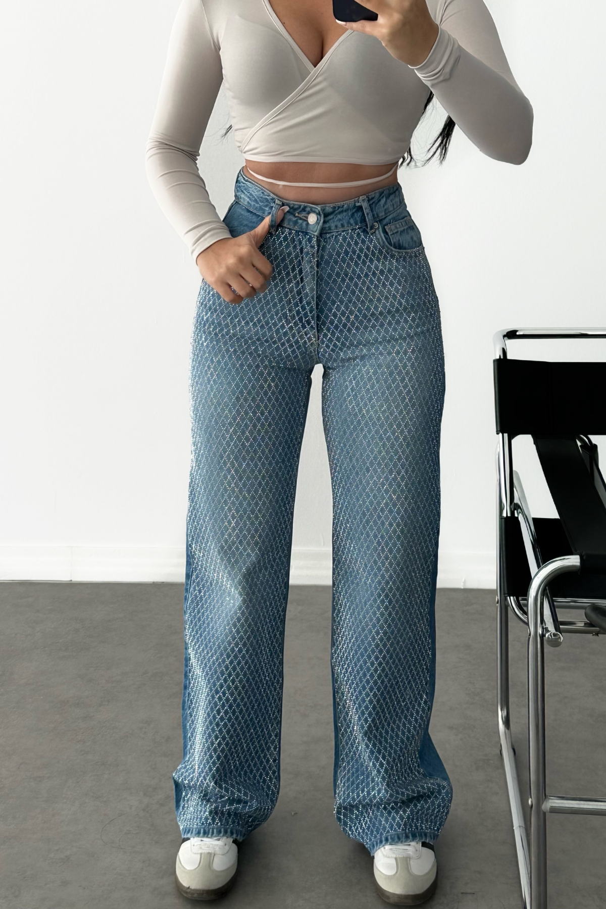 PREMİUM MİD BLUE TAŞLI LENDY JEAN 