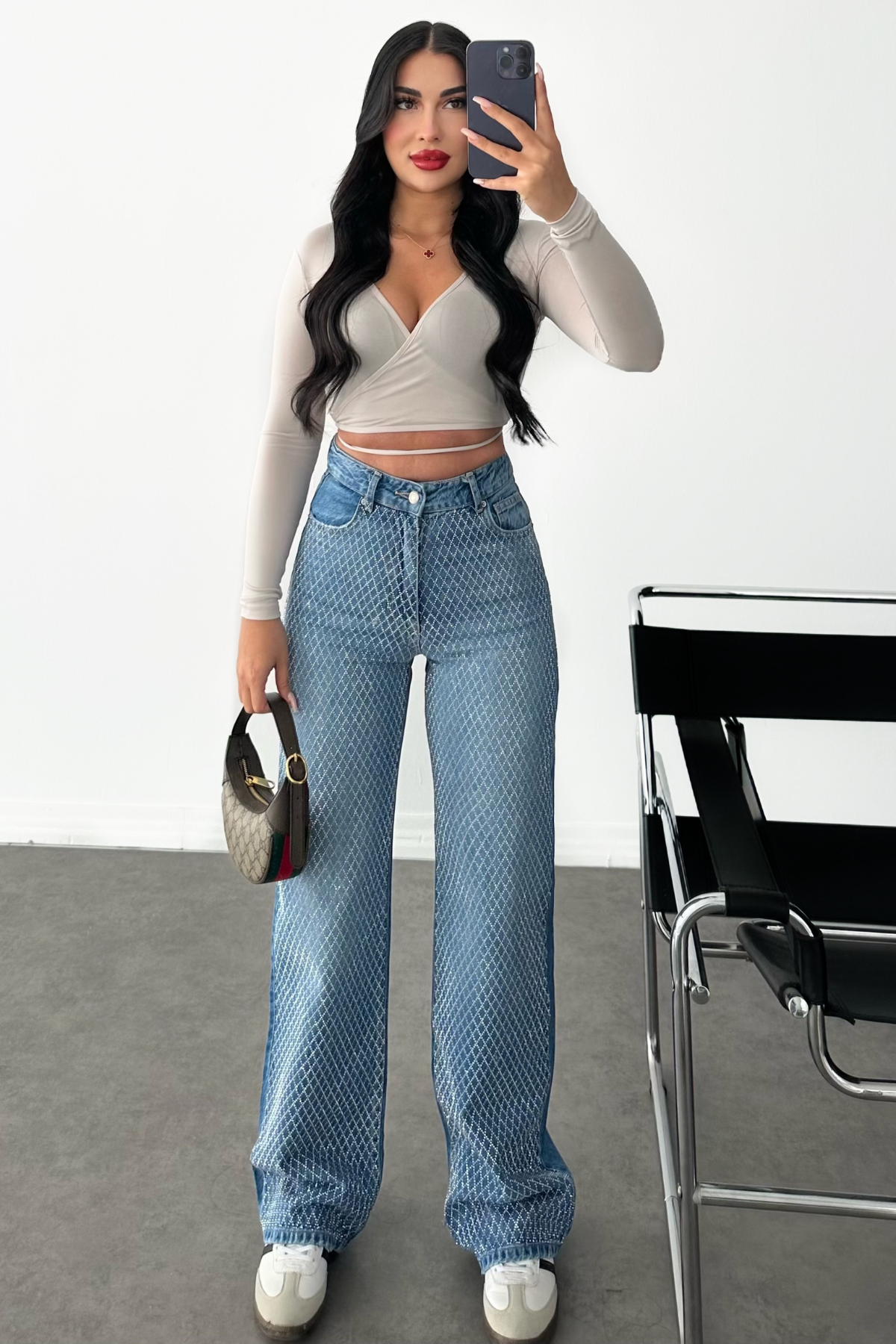PREMİUM MİD BLUE TAŞLI LENDY JEAN 