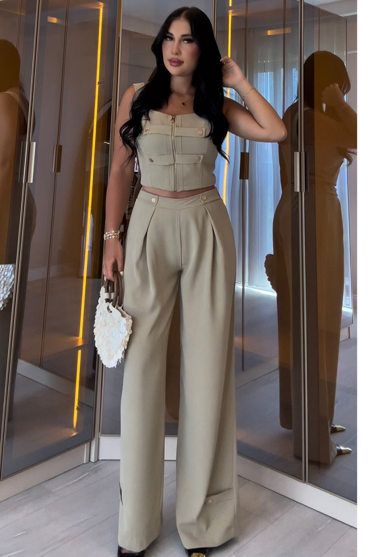 PREMİUM YEŞİL BLUZ PANTOLON TAKIM