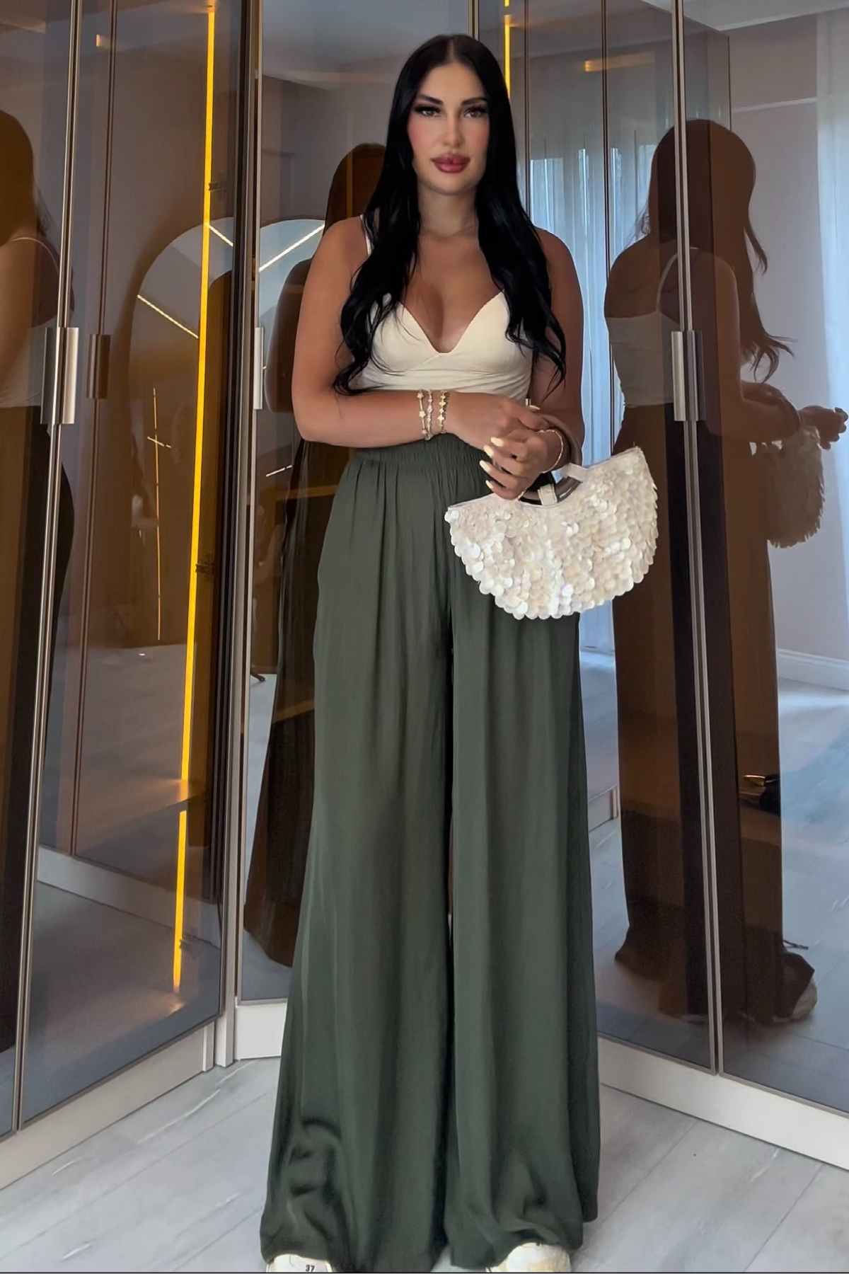 PREMİUM YEŞİL SATEN PANTOLON