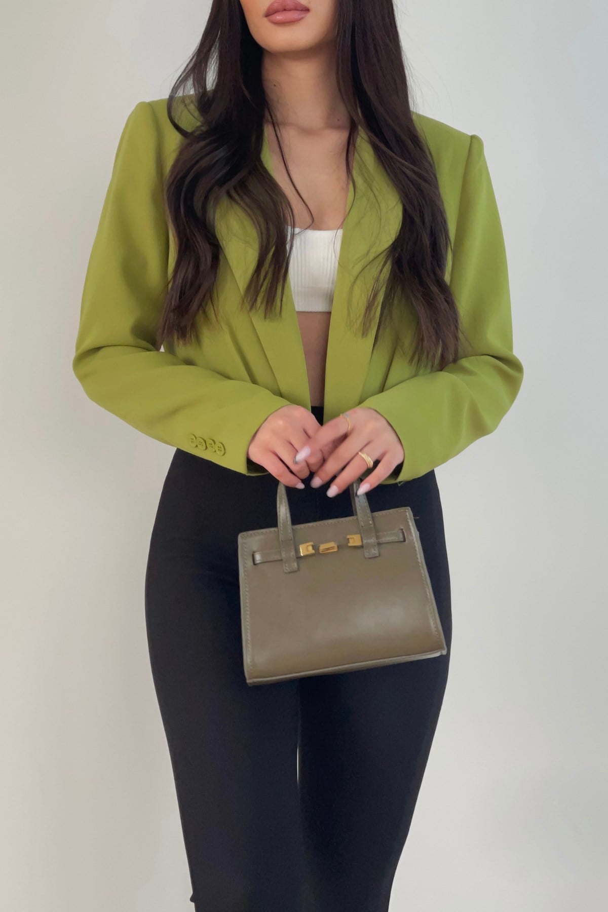 YEŞİL CROP CEKET 