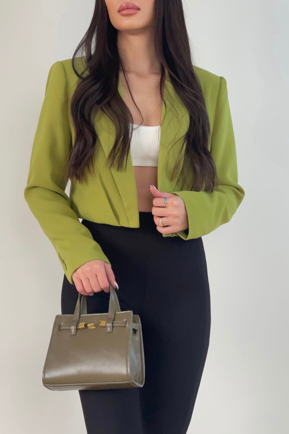 YEŞİL CROP CEKET 