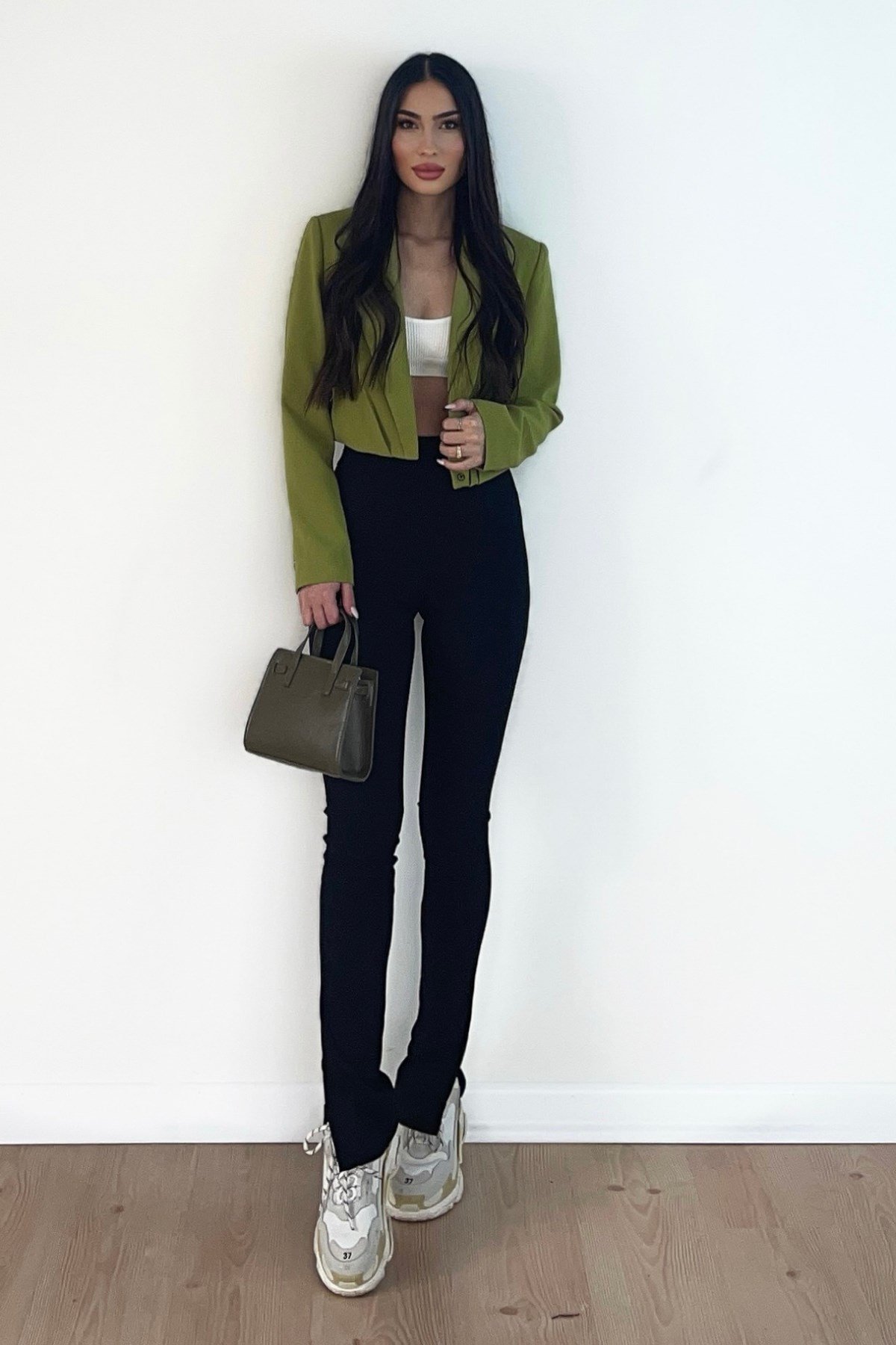 YEŞİL CROP CEKET 