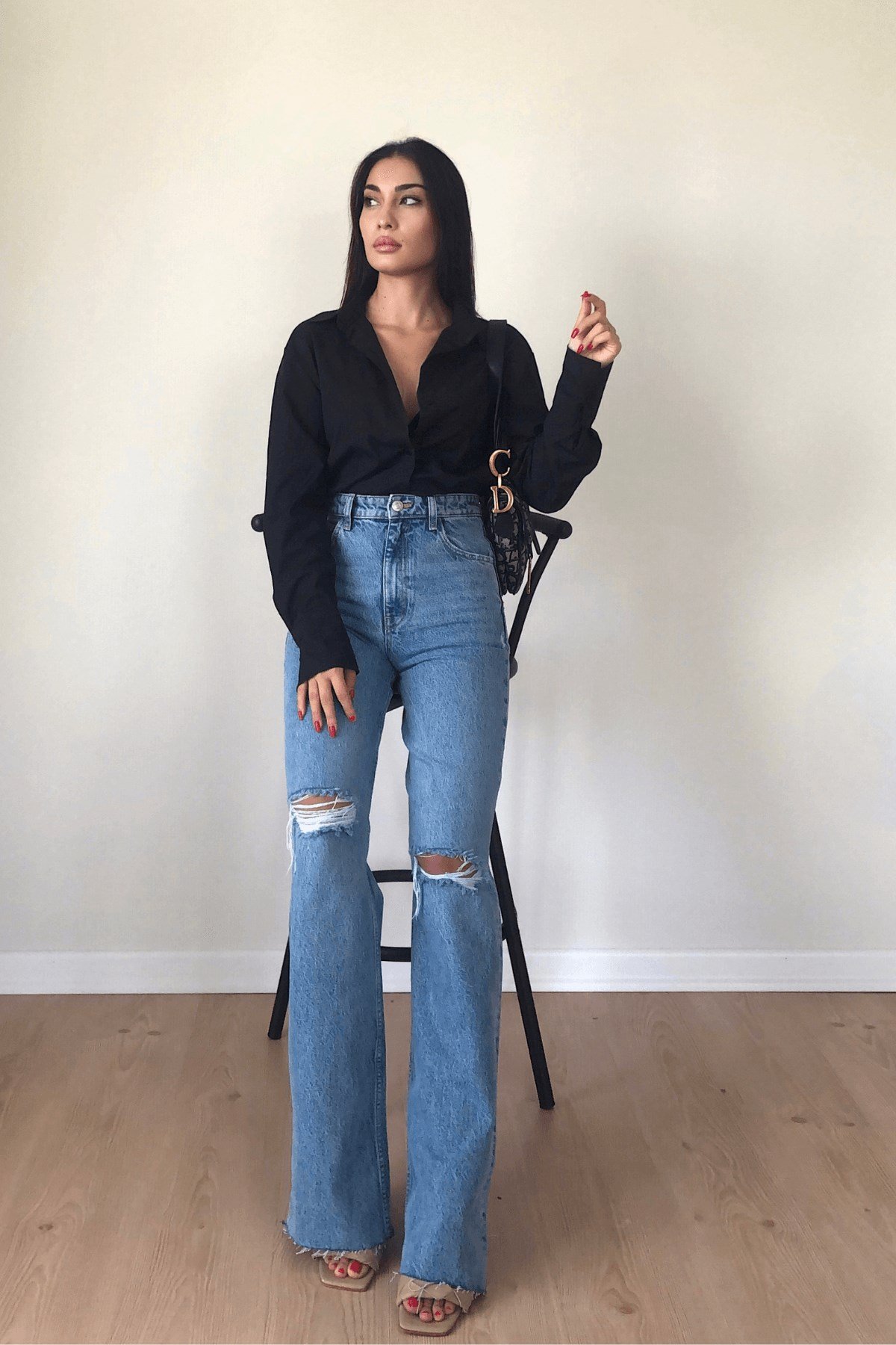 ZARA İKİ DİZİ YIRTIK AÇIK MAVİ WİDE LEG 
