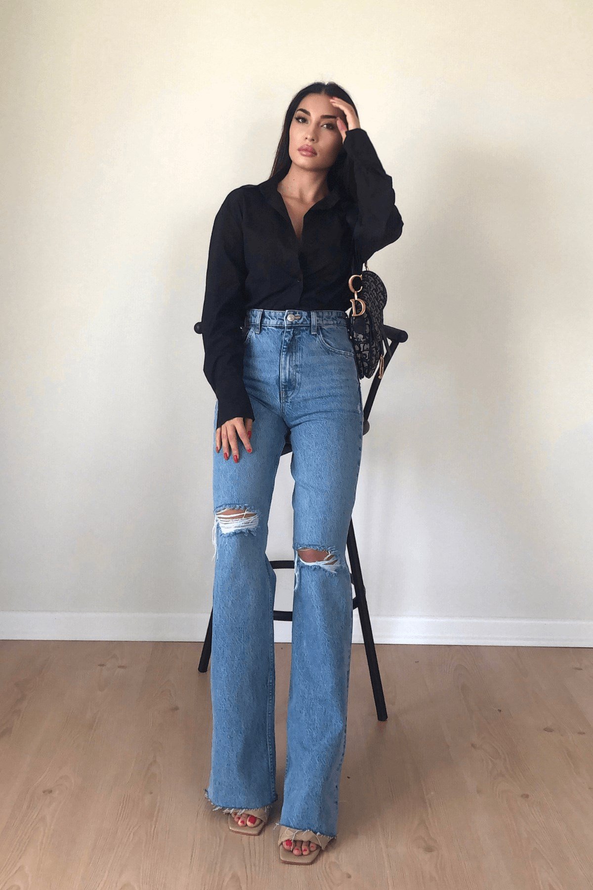 ZARA İKİ DİZİ YIRTIK AÇIK MAVİ WİDE LEG 