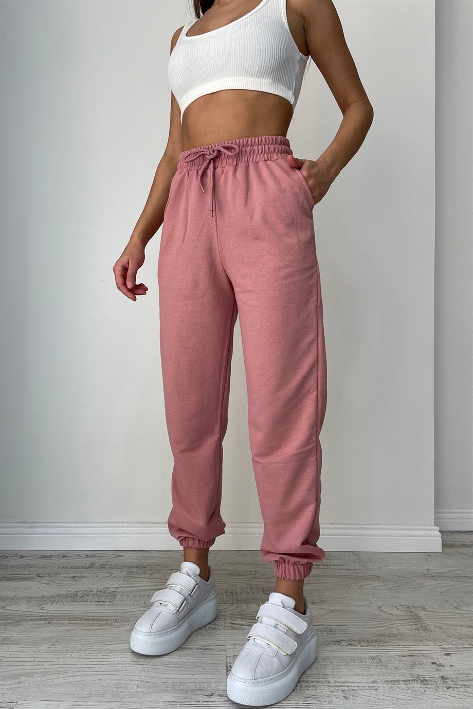 Kadın Yüksek Bel Pembe Jogger EşfomanSun Victoria