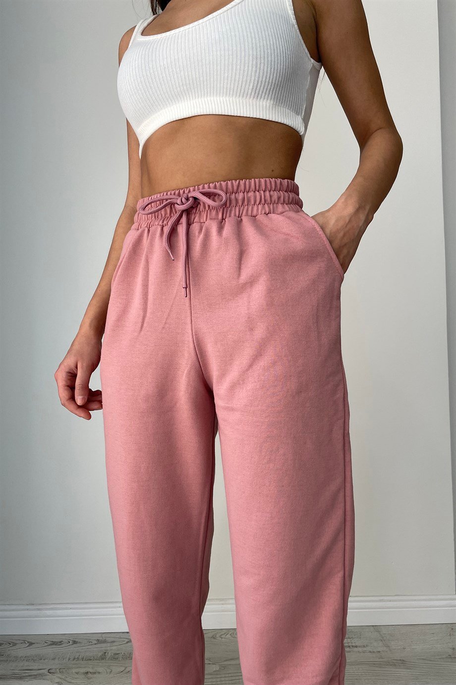 Kadın Yüksek Bel Pembe Jogger EşfomanSun Victoria