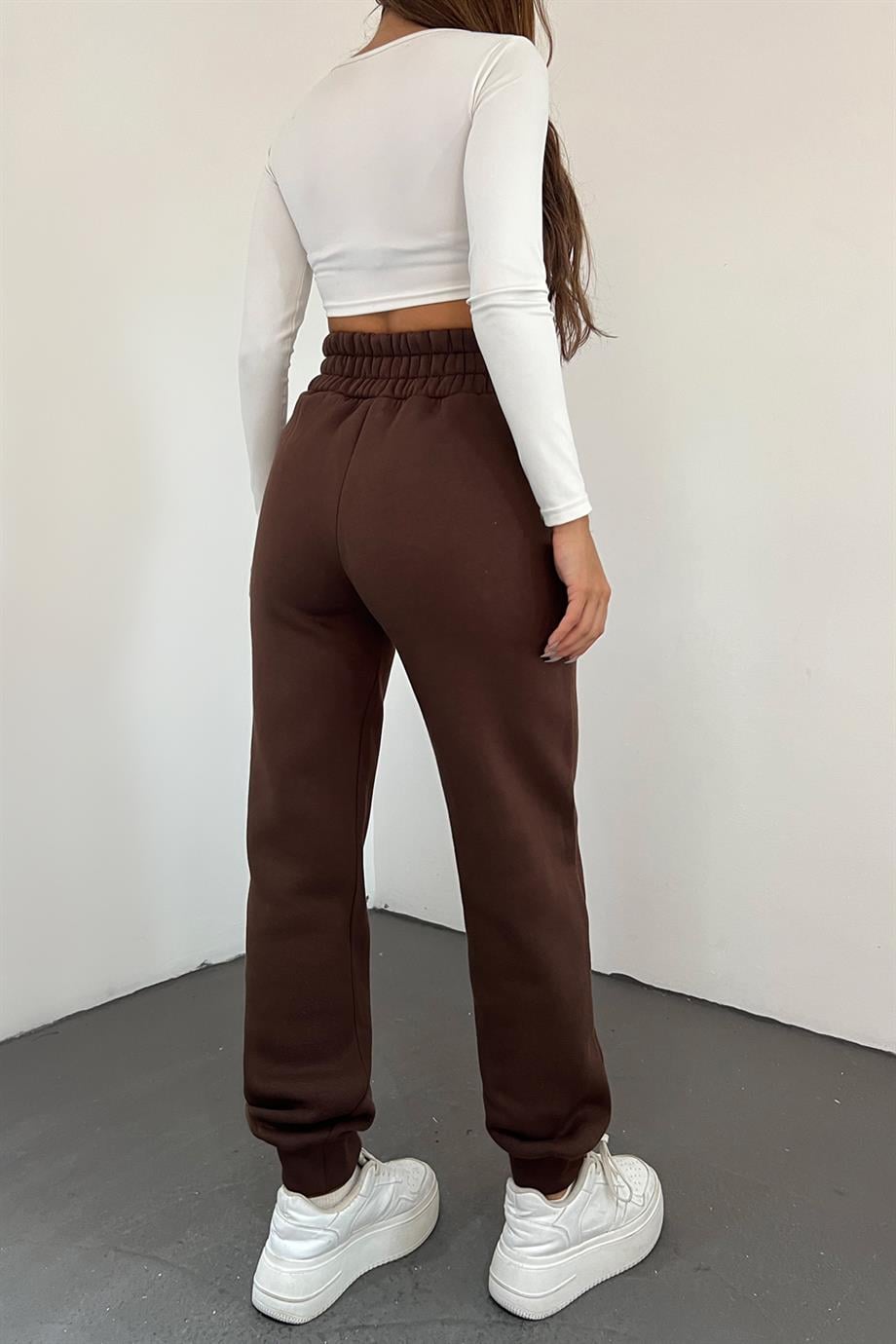 Kahve MYD 3 İplik Polarlı Jogger EşofmanSun VictoriaKahve MYD 3 İplik Polarlı Jogger Eşofman