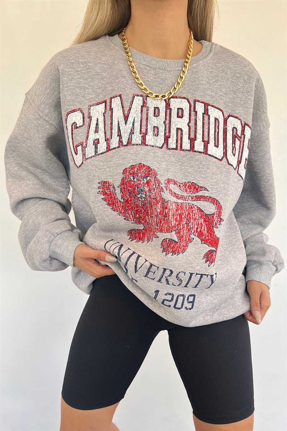 Sun Victoria Kadın Gri Cambridge Baskılı SweatSun VictoriaSun Victoria Kadın Gri Cambridge Baskılı Sweat