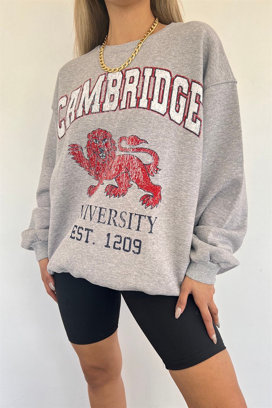 Sun Victoria Kadın Gri Cambridge Baskılı SweatSun VictoriaSun Victoria Kadın Gri Cambridge Baskılı Sweat