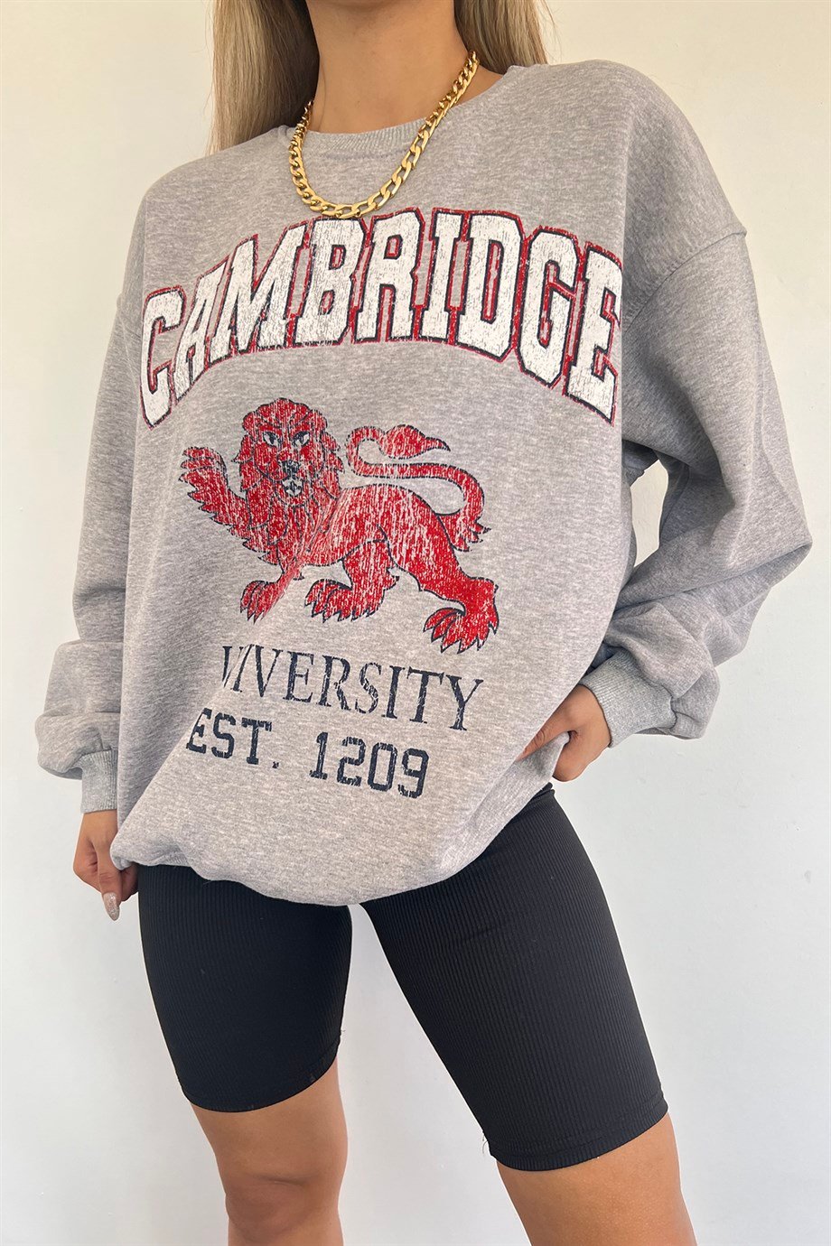 Sun Victoria Kadın Gri Cambridge Baskılı SweatSun VictoriaSun Victoria Kadın Gri Cambridge Baskılı Sweat