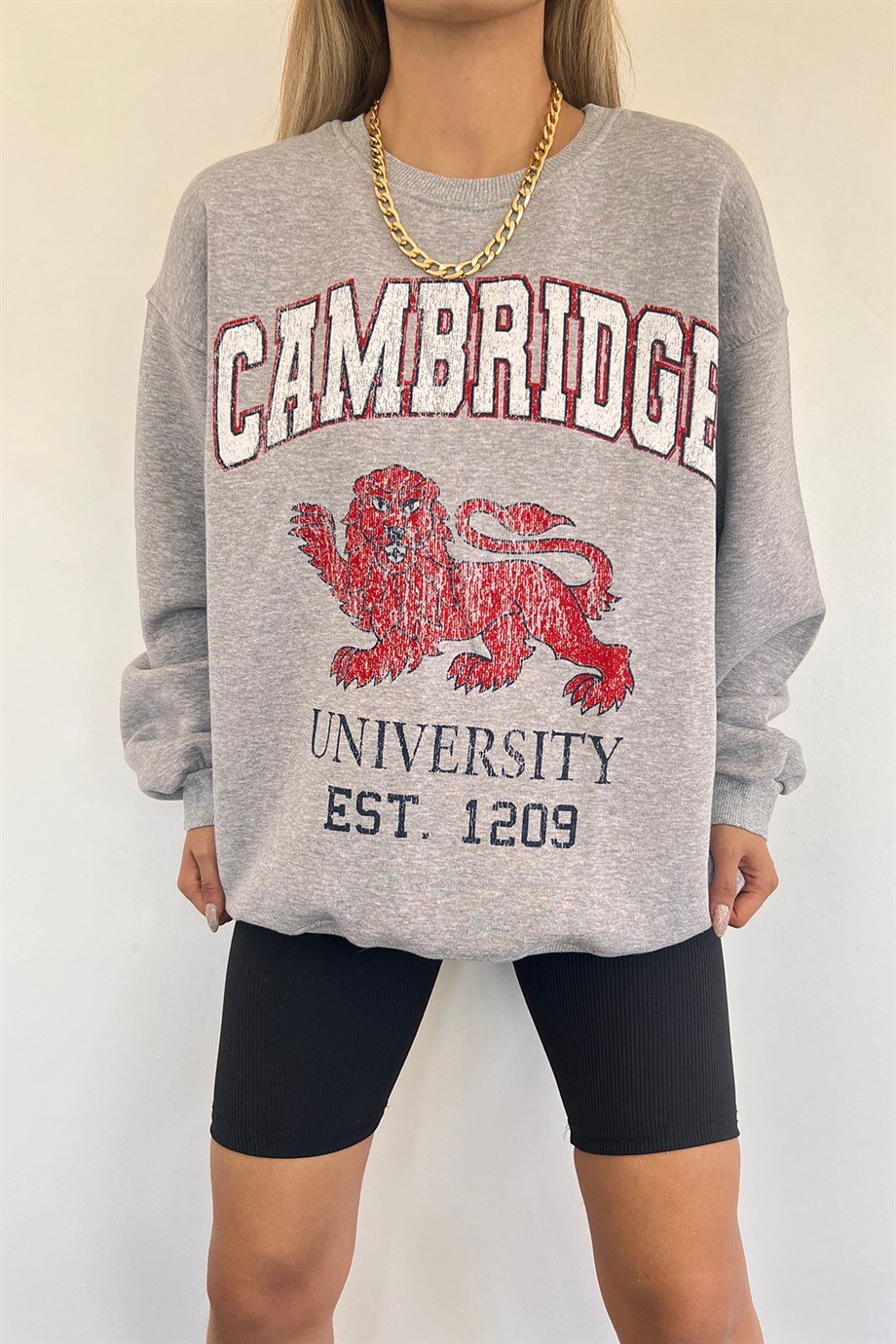Sun Victoria Kadın Gri Cambridge Baskılı SweatSun VictoriaSun Victoria Kadın Gri Cambridge Baskılı Sweat