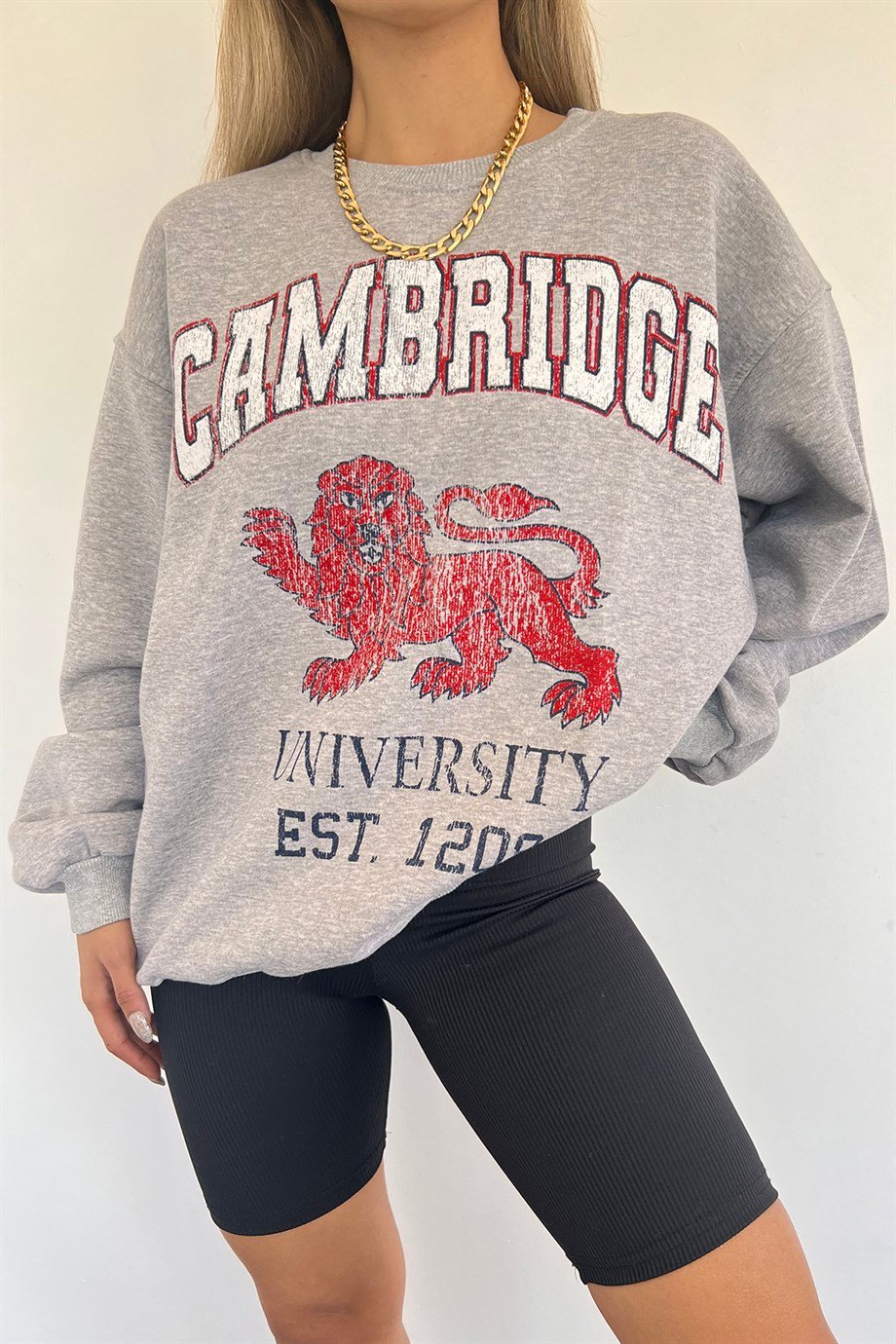 Sun Victoria Kadın Gri Cambridge Baskılı SweatSun VictoriaSun Victoria Kadın Gri Cambridge Baskılı Sweat
