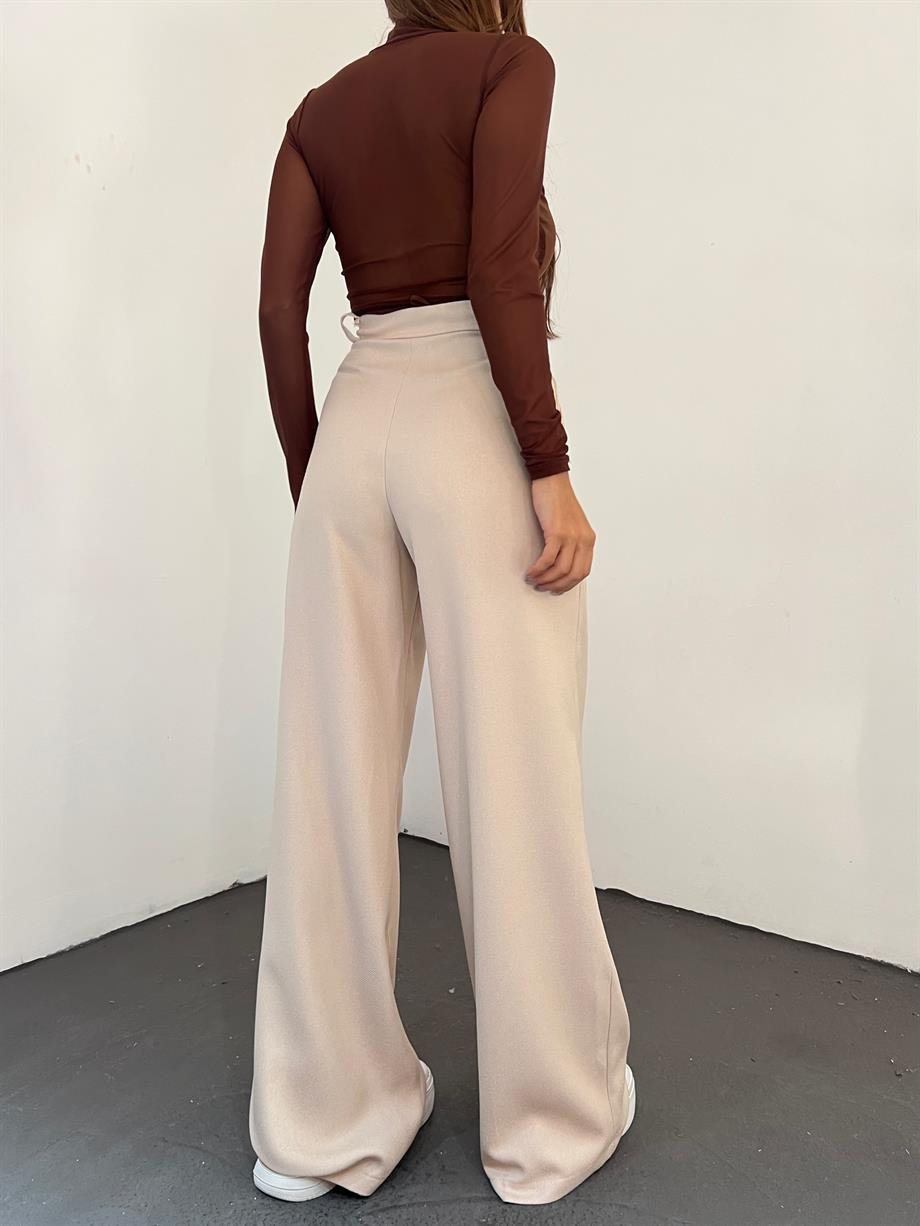  Hera Moda Kadın Bej Kışlık Palazzo Kumaş Pantolon